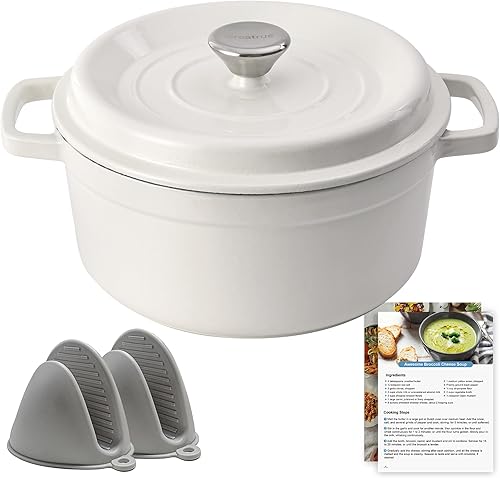 Horno holandés de hierro fundido esmaltado, juego de utensilios de cocina de 5 cuartos con tapa, utensilios de cocina diseñados profesionalmente