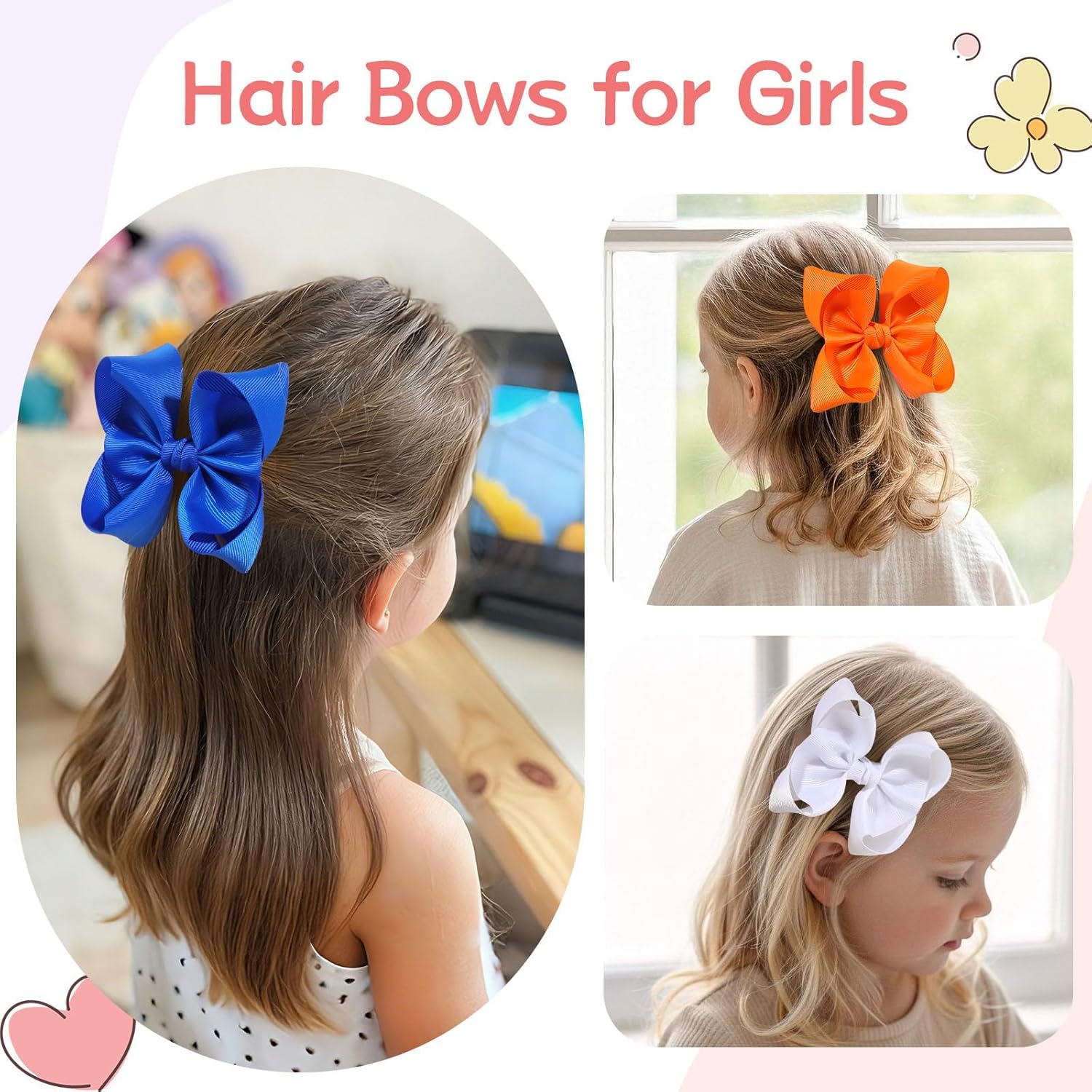 Oaoleer 20PCS 3 Inch Hair Bows for Girls Grosgrain Ribbon Toddler Hair Accessories with Alligator Clips for Toddlers Baby Girls Kids Teens in Pairs - Image 4