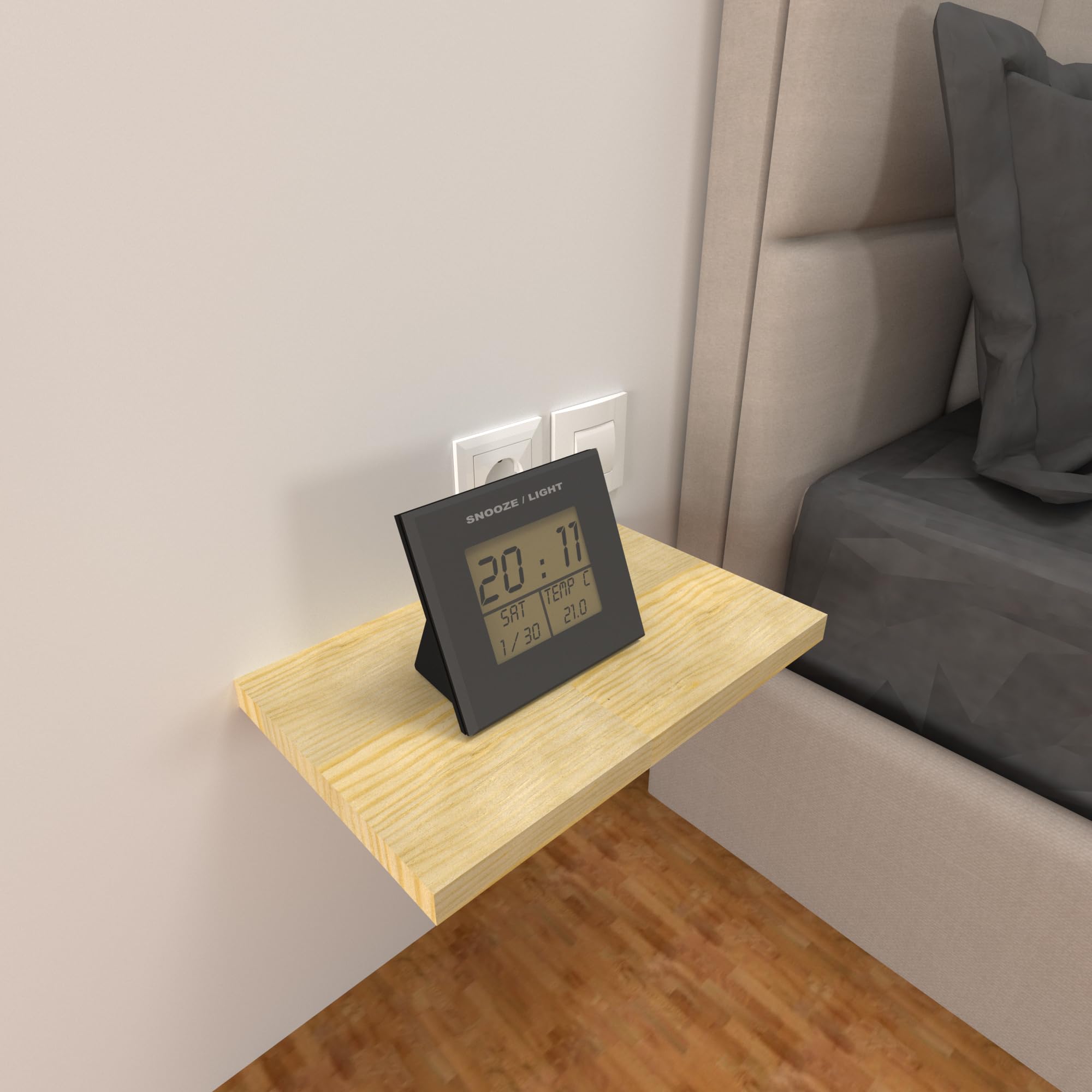 Henor Balda Pared 50 x 20 x 2.5 cm. Estante Pared Madera Herraje Totalmente Oculto Carga Soporta hasta 25Kg Blanco — view 23
