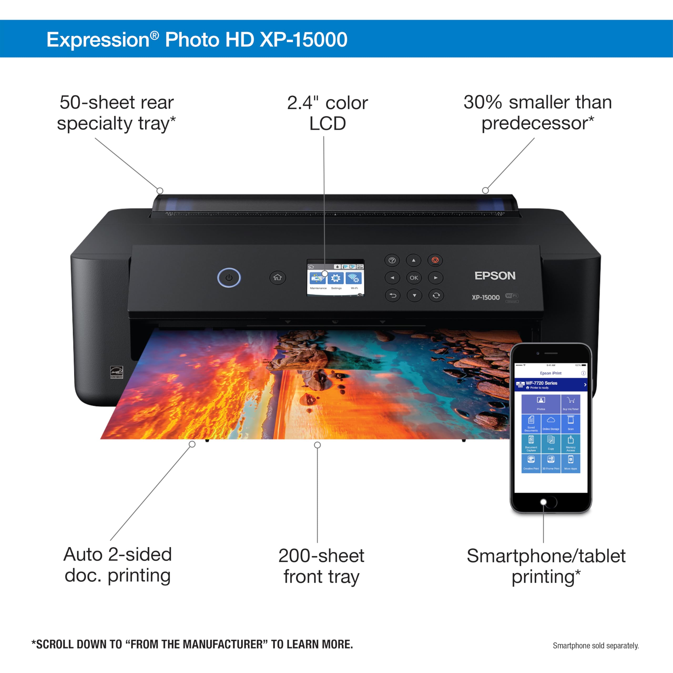 Epson Expression Photo HD XP-15000 Imprimante sans fil Color Wide Format Replenishment Replenishment Ready