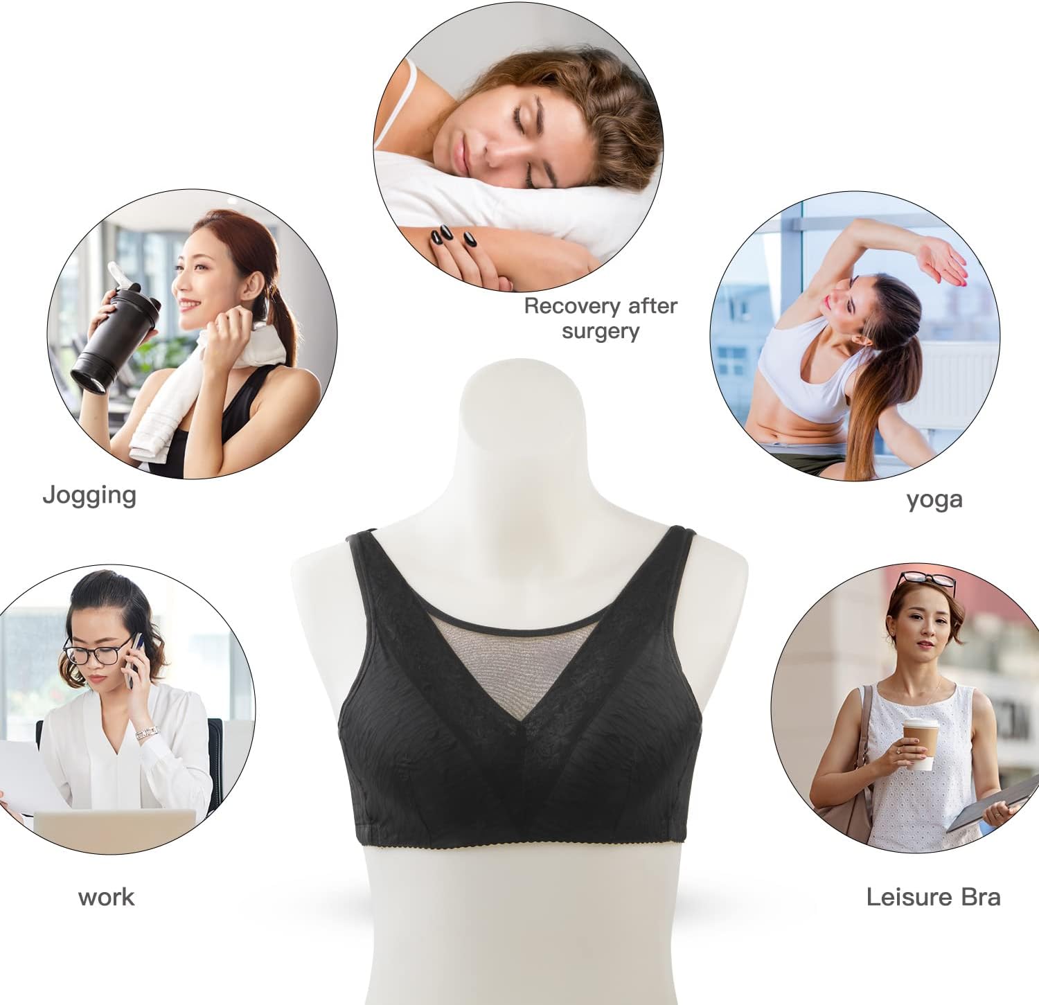 Post Mastectomy Bra for Women,Post Surgery Bra Pocket Bras Wireless Prosthetic Bras for Breast Prosthesis Breast Forms - Image 5