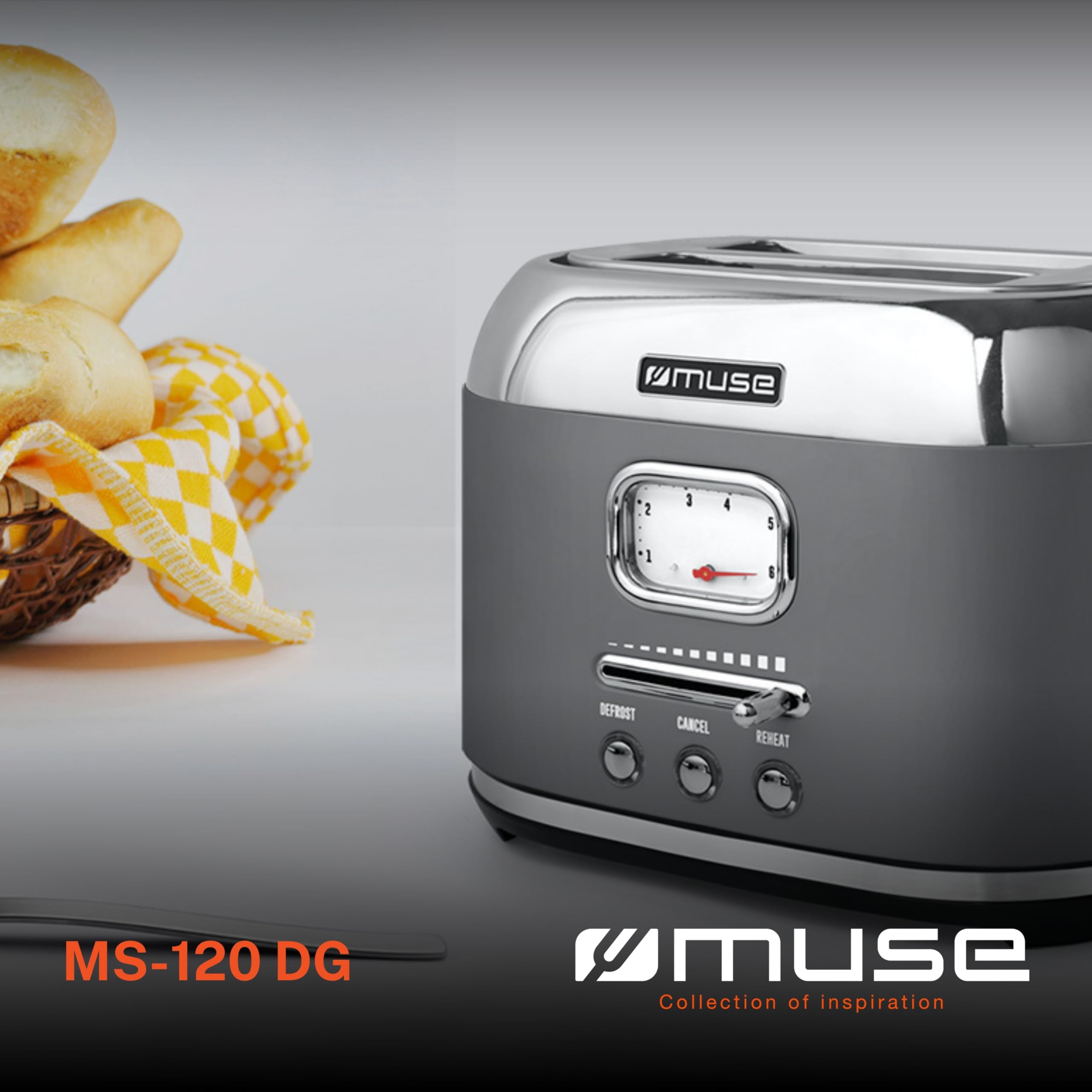Muse MS120DG. Tostador de 2 rebanadas de pan