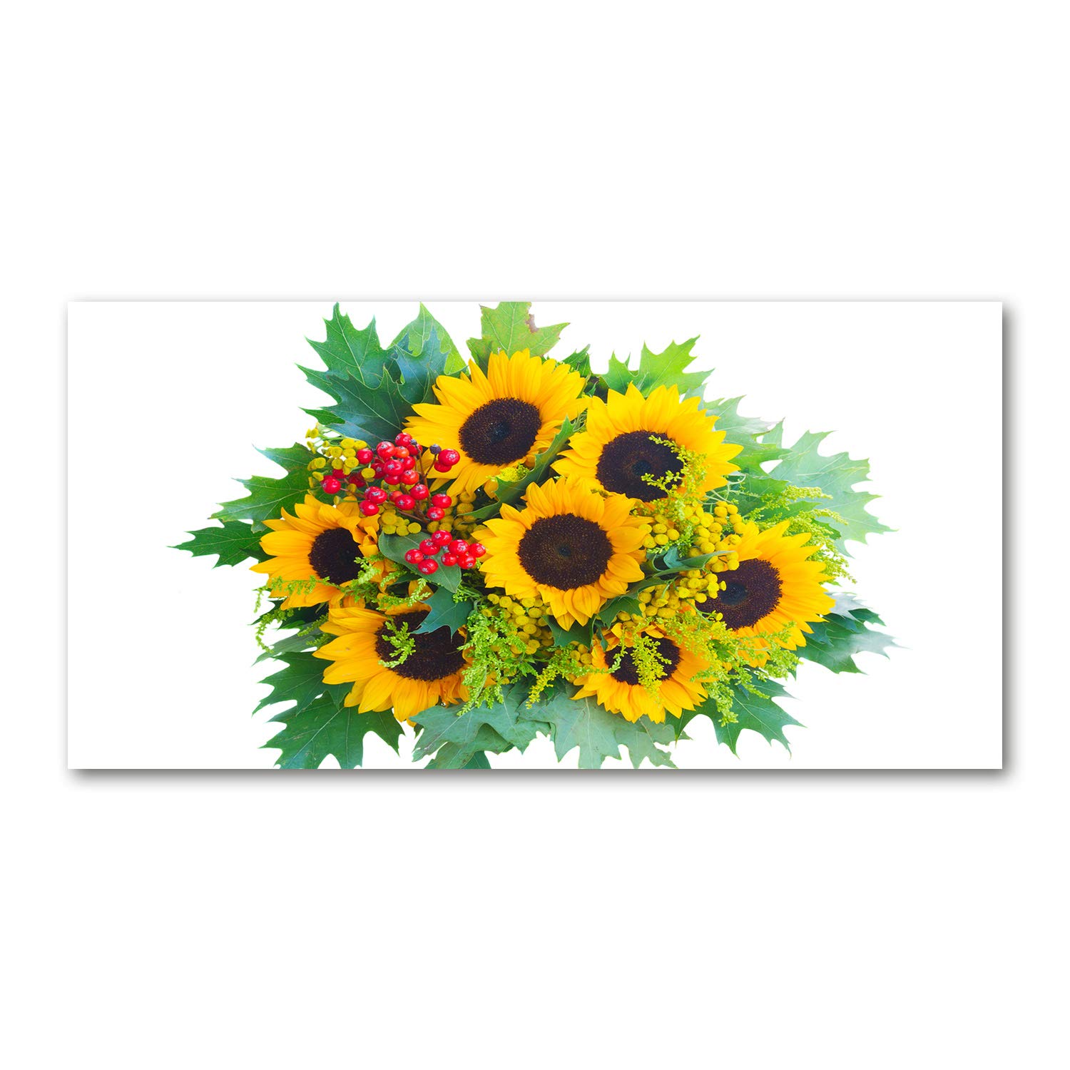Tableau sur verre jaune 120x60 cm panoramique lavable pour cuisine moderne
