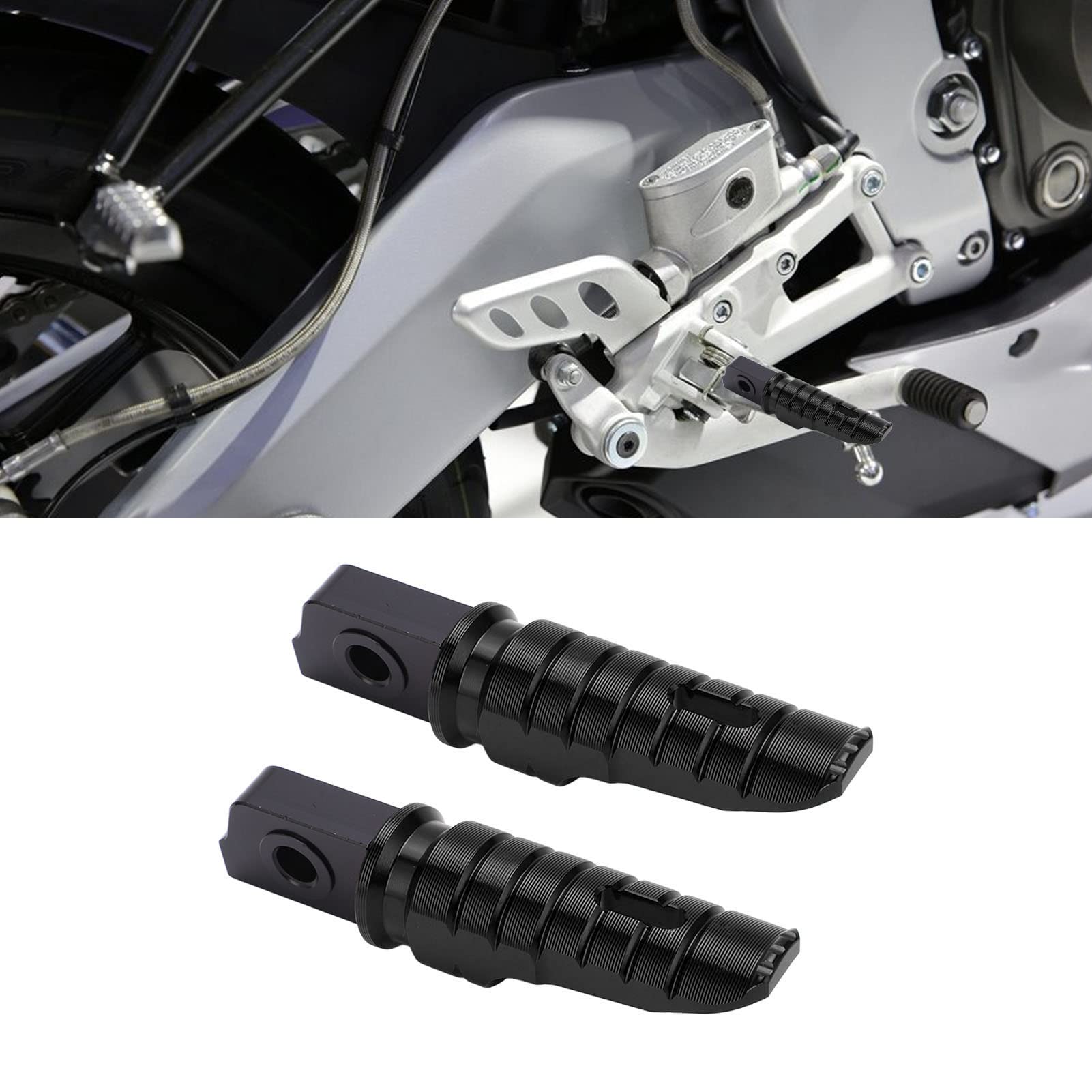 SWOQ Motorrad-Fußraste vorne, langlebiges Motorrad-Fußpedal, rostfreier Antioxidans-Ersatz für RS125 TUONO125 für Upgrade(Schwarz)
