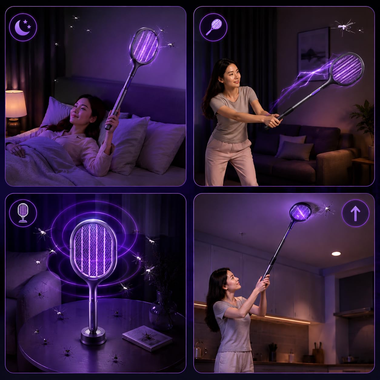 Scacciamosche Telescopico Estensibile 34-62 cm, Racchetta per Mosche e Insetti, Paletta Antizanzare per Interni ed Esterni | SWATFORCE