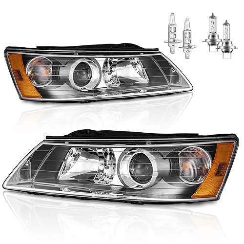 WEELMOTO Headlights for 2006-2008 Hyundai Sonata, Headlamp Assembly Replacement for
