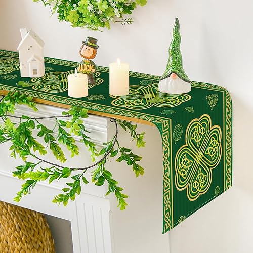 Miniatura 7 de Artoid Mode Juego de 4 manteles individuales para el día de San Patricio, diseño de tréboles, rayas verdes, 12 x 18 pulgadas, para decoración de