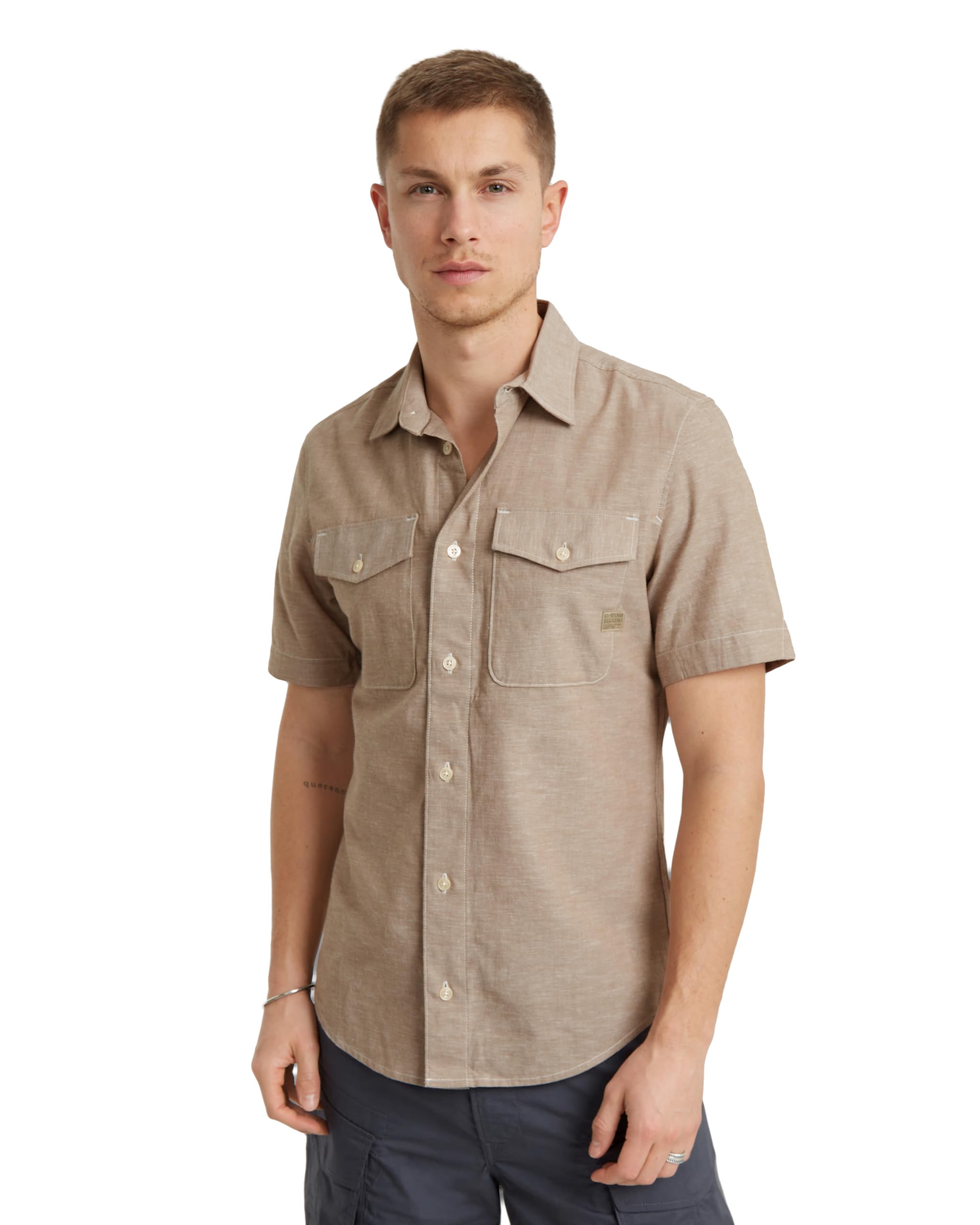 G-Star Men's Marine Slim Shirt , Multicolor (safari/ecru D19751-D123-G302), L