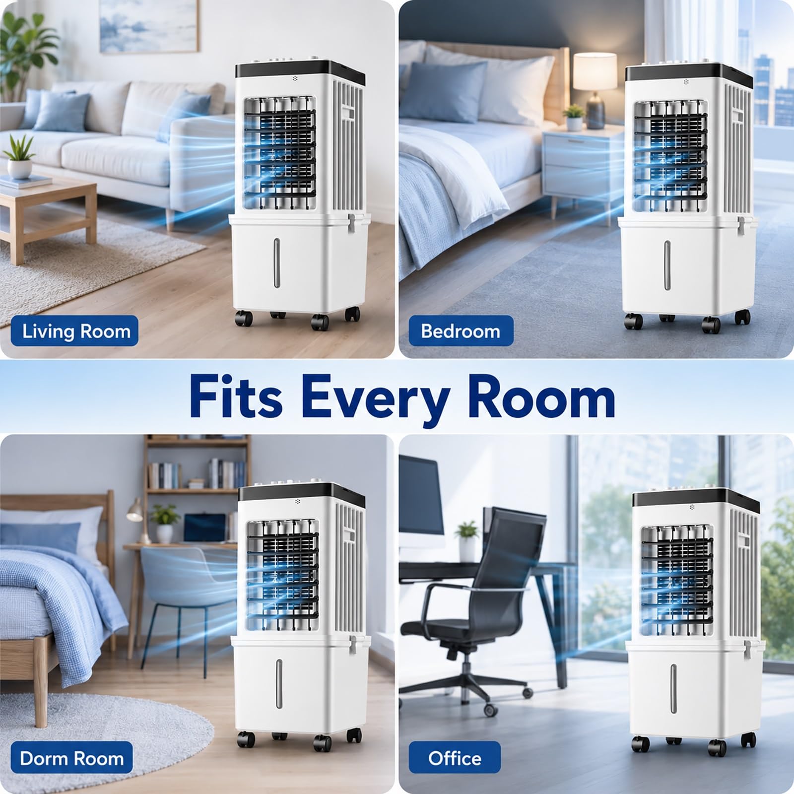 Enfriador de Aire Climatizador Evaporativo 15L 3 Velocidades para Hogar Oficina