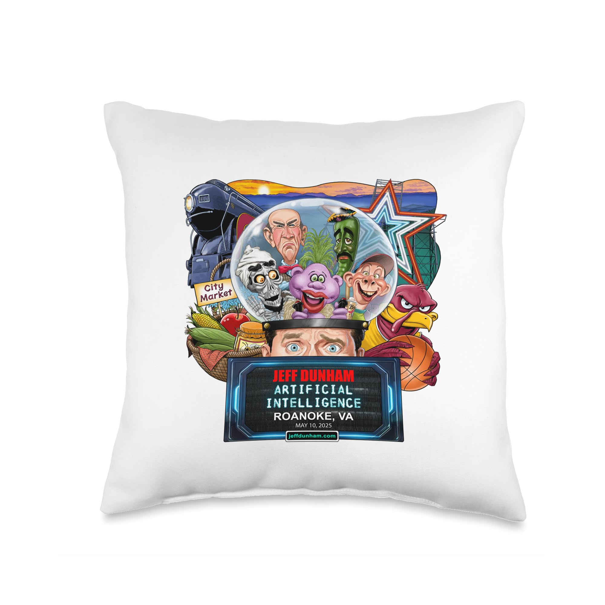 Jeff Dunham Roanoke, VA (2025) Throw Pillow