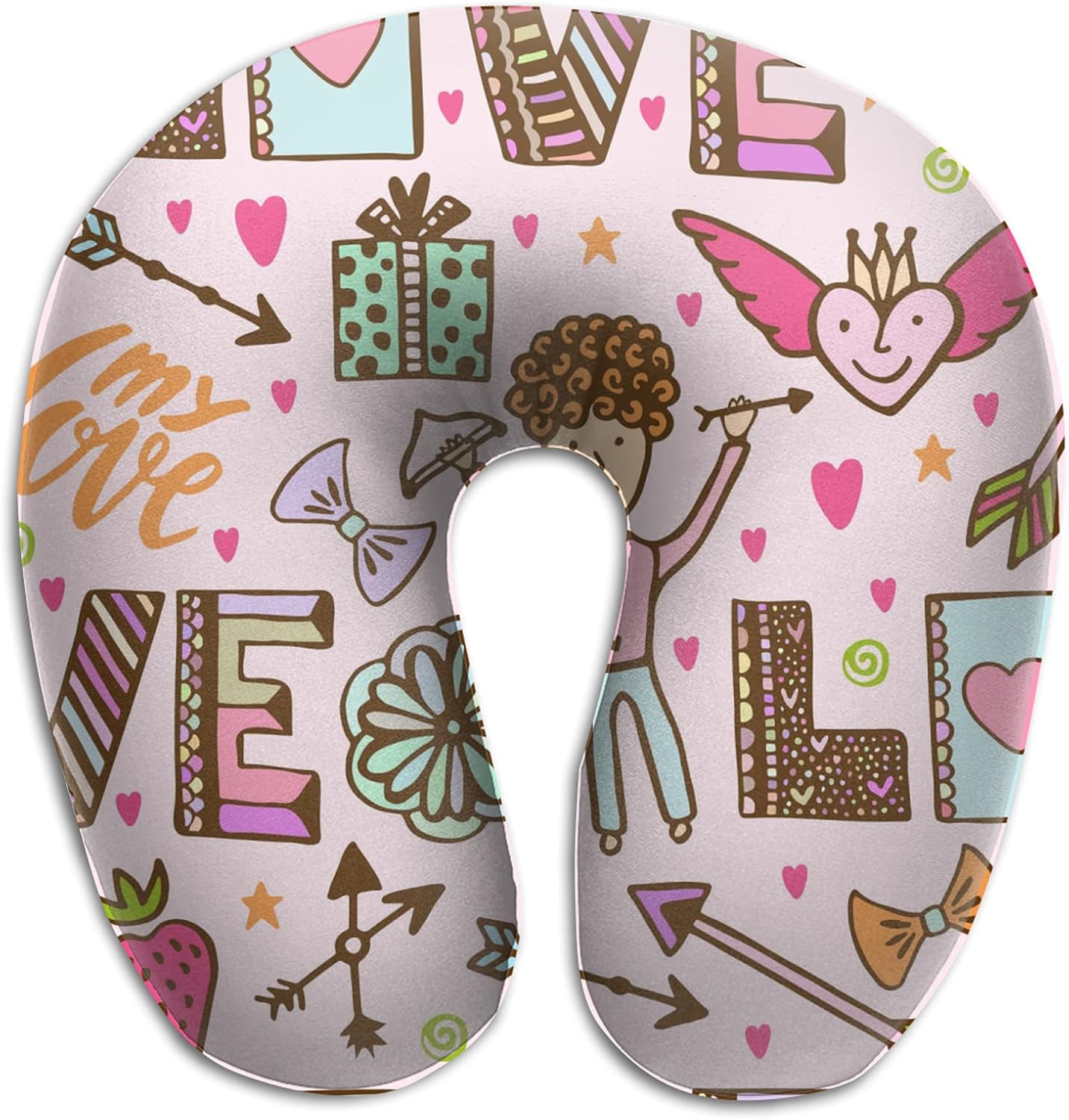 バレンタインラブハートギフトネックピロー 飛行機 携帯枕 U型 低反発 首枕 トラベル用ピロー コンパクト 頚椎肩こり改善 洗える 折りたたみ 通気 吸汗 昼寝枕 旅行用まくら おしゃれ かわいい 洗える 首にいいクッション Reform Sta Com