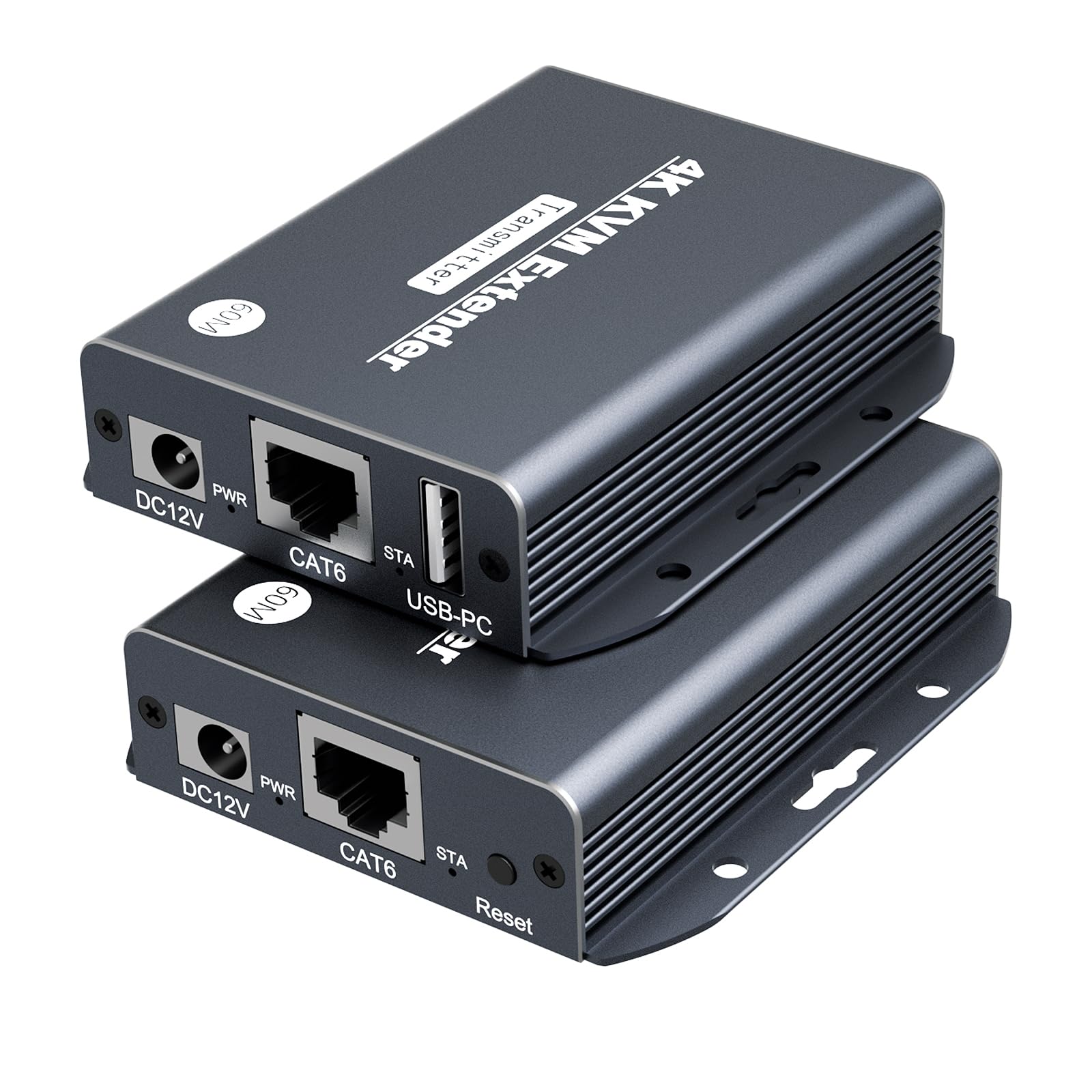 4K HDMI KVM USB Extender sobre Cat 5e/6/7 Cable - 4K@60Hz hasta 196Ft HDMI sobre Ethernet Extender - soporta loopout, HDCP 2.2, POC