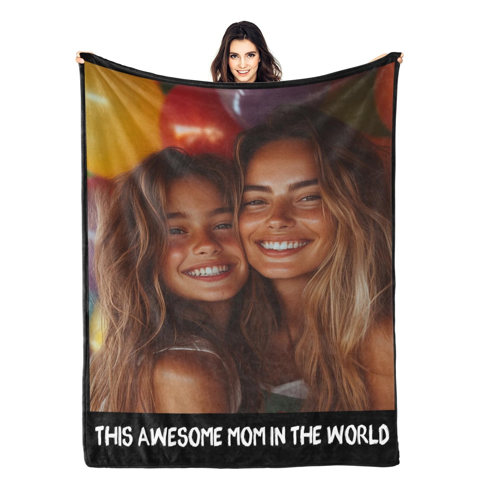 TTMIZA Mom Blanket for Mothers Day from Daughter Son,Custom Photo Personalized Picture Gifts for Mom Mothers Day Christmas Birthday Gifts for Wife