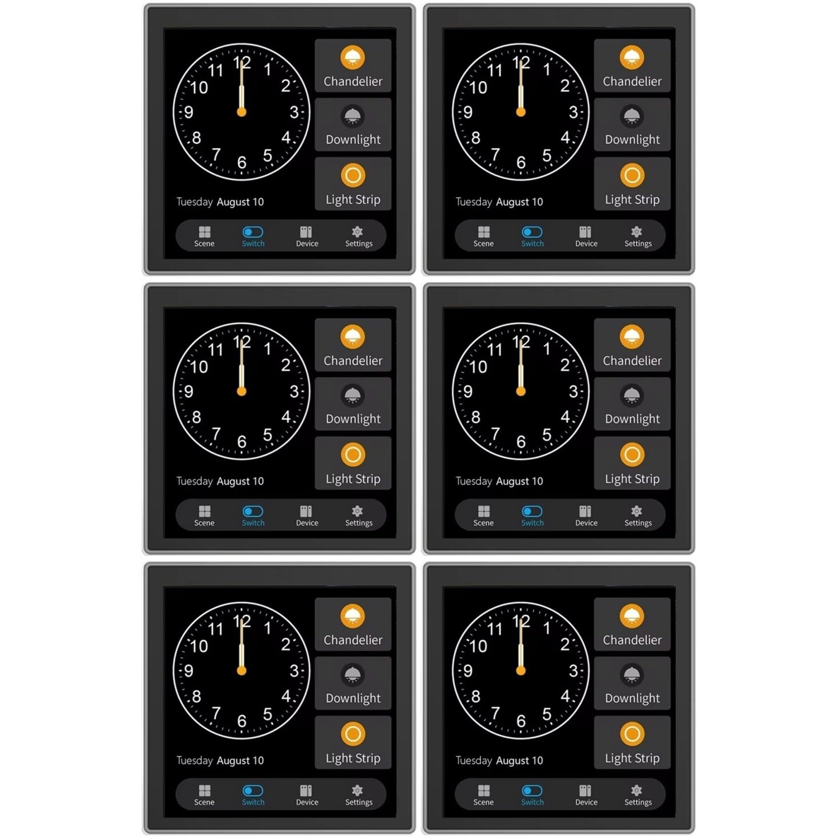 6X Tuya T3E przełącznik panelowy, panel dotykowy UE Control przełącznik panelowy Zigbee Home włącznik światła, czarny