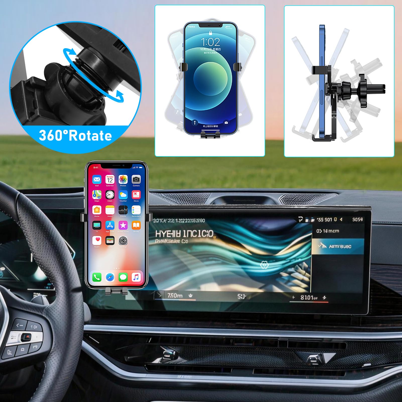 TTCR-II 14,9" Compatibile con Supporto Cellulare BMW X5 G05/X6 G06/X7 G07 | 2023-2026 X5 G05 Supporto Telefono Ruotabile a 360°, X6 G06 Porta Cellulare con Schermo di Navigazione X7 G07 Accessori