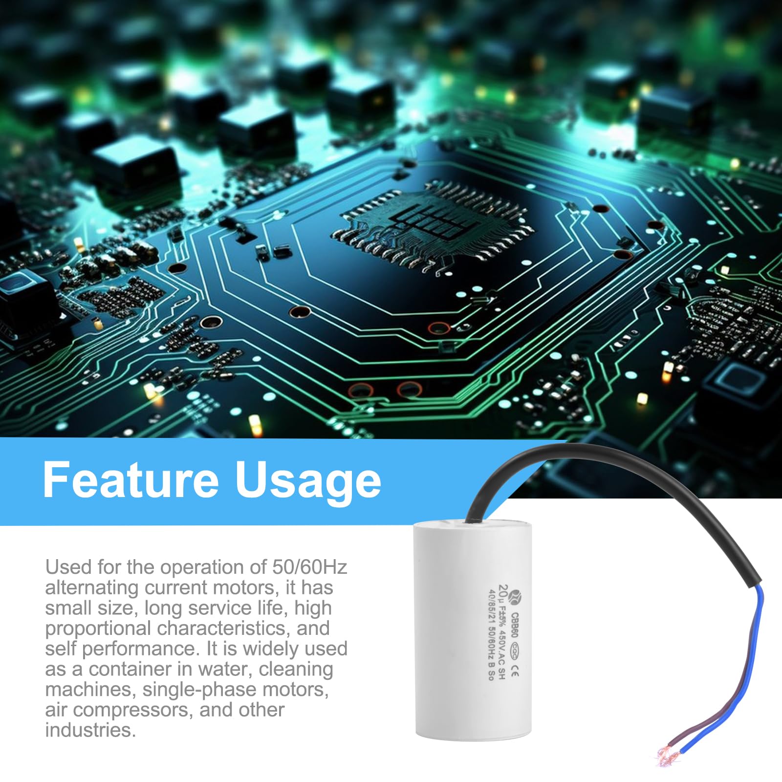 Condensatore CBB60 450V 10uf Per Motori - Avviamento Elettrodomestici