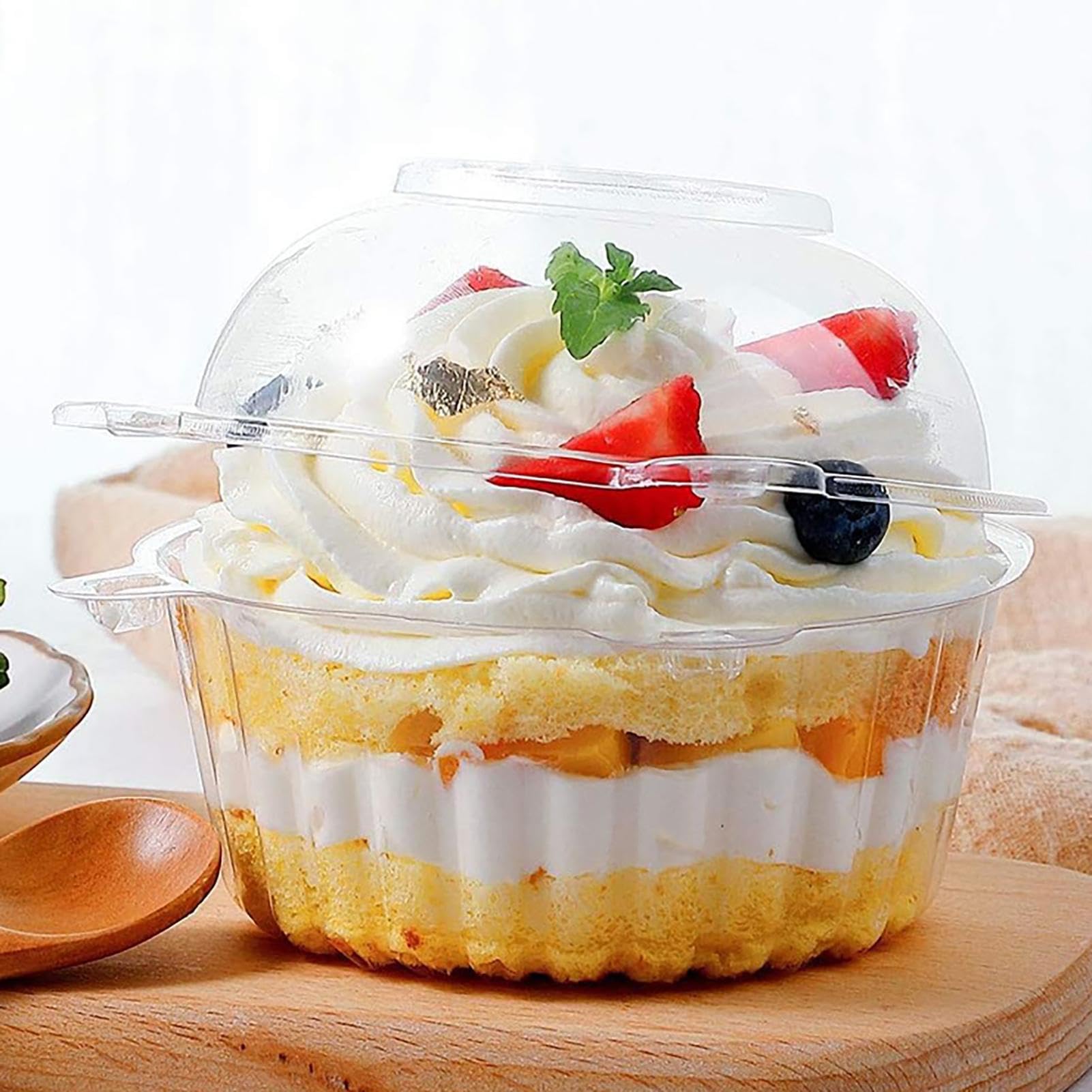 120 scatole per cupcake singole in plastica trasparente, impilabili a