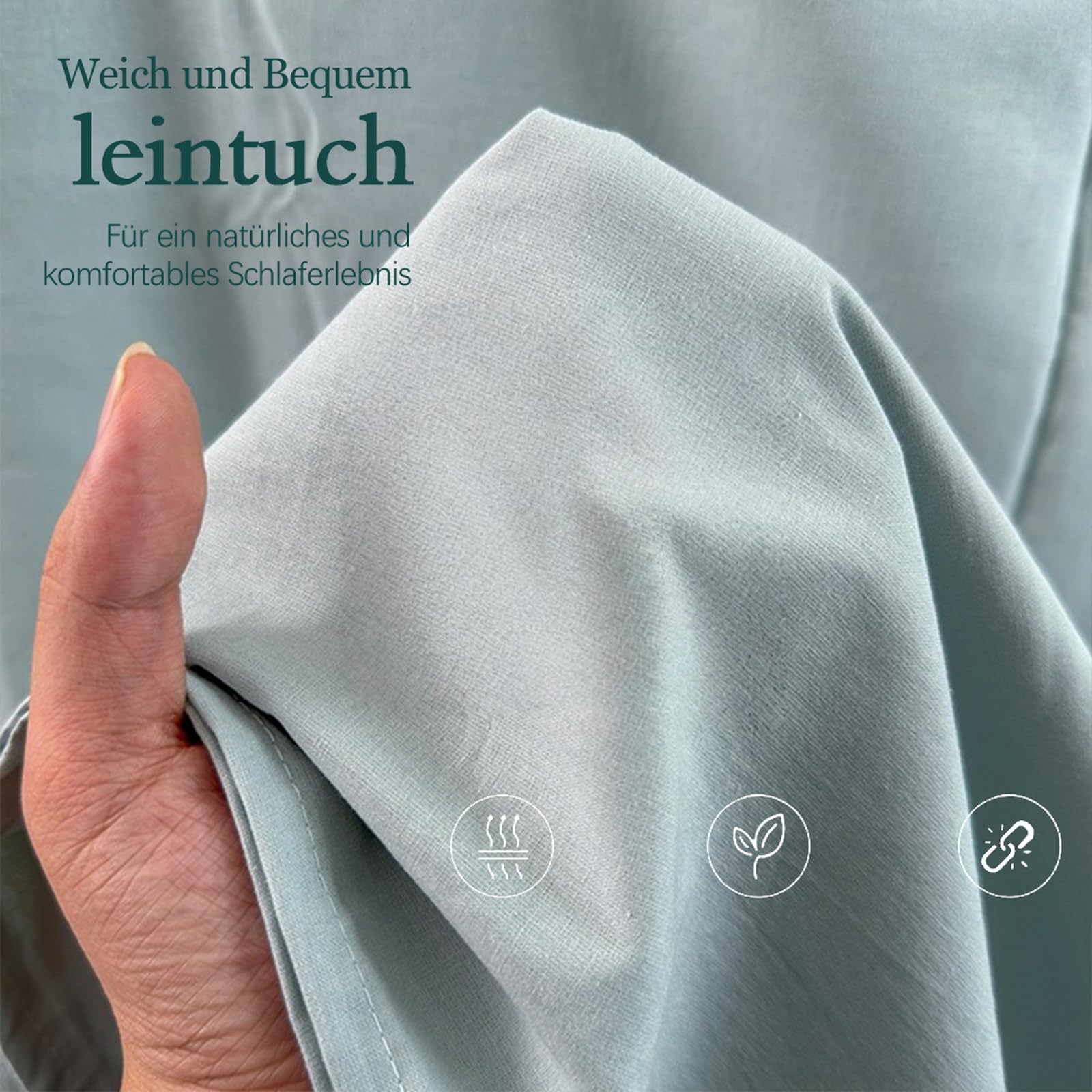 Bettlaken 200 x 230cm Betttuch ohne Gummizug Baumwolle Hellblau | Leintuch aus 100 % Baumwolle Betttuch für Doppelbett Pflegeleicht Langlebig Waschbar und trocknerfest
