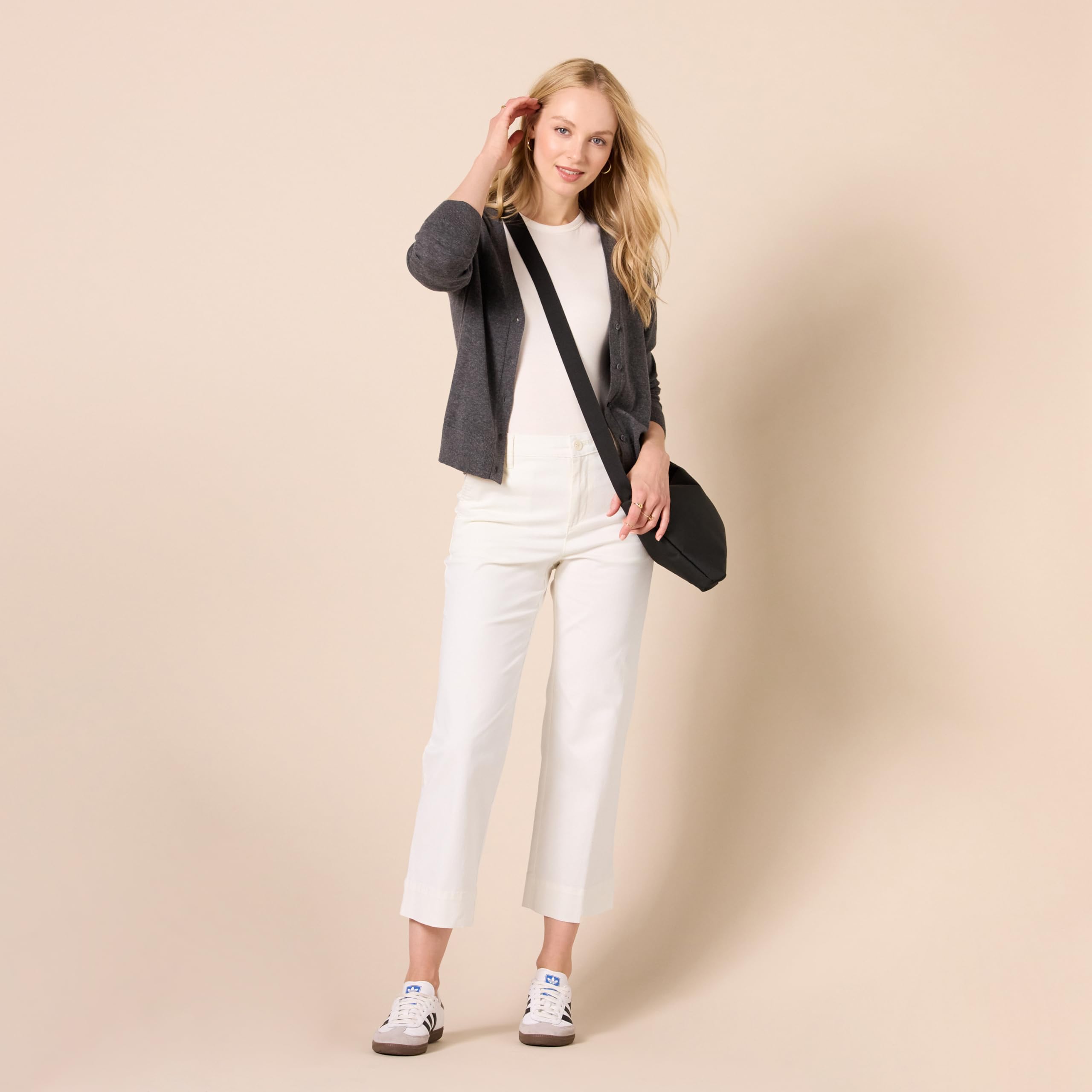 Amazon Essentials Donna Pantaloni kaki a gamba larga slim a vita alta alla caviglia