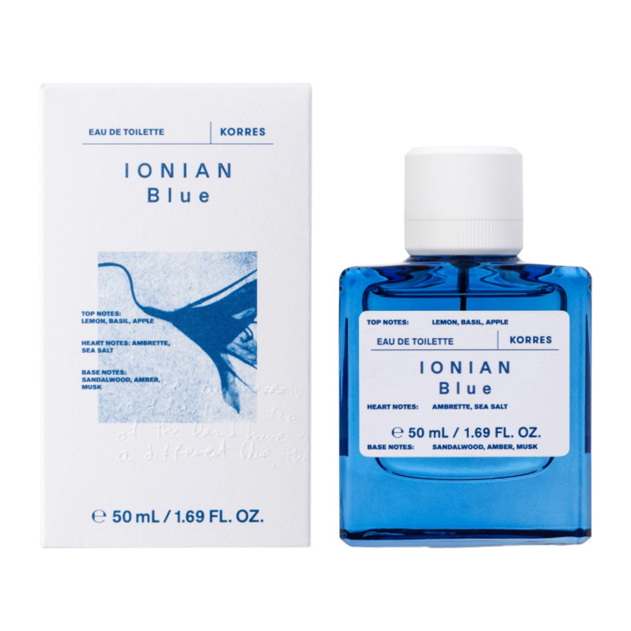 KORRES IONIAN BLUE Eau de Toilette Unisex, zitrisch-holziger Duft, 50 ml | Veganes Eau de Toilette mit Zitrone, Basilikum, Meersalz und Sandelholz. Mit natürlichem Alkohol.