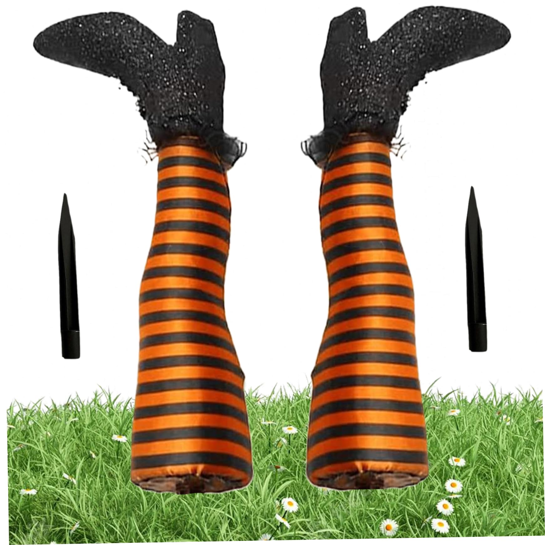 Striegro Witches Legs Halloween Decor, 2 Pcs, with Stakes, Orange..