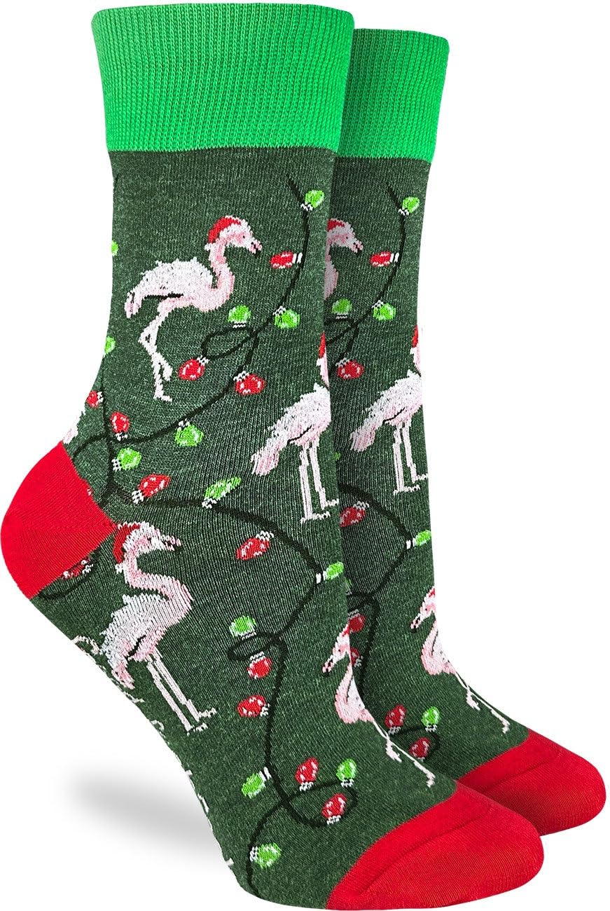 Good Luck Sock Men's American Flag & Presidents Socks, Adult, Christmas Flamingos, Small