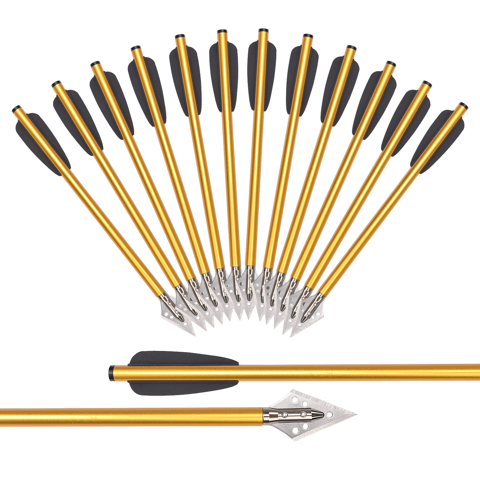 NIKA ARCHERY Boulon d'arbalète 6.3" Aluminium avec tête Large pour Pistolet 50-80 LBS