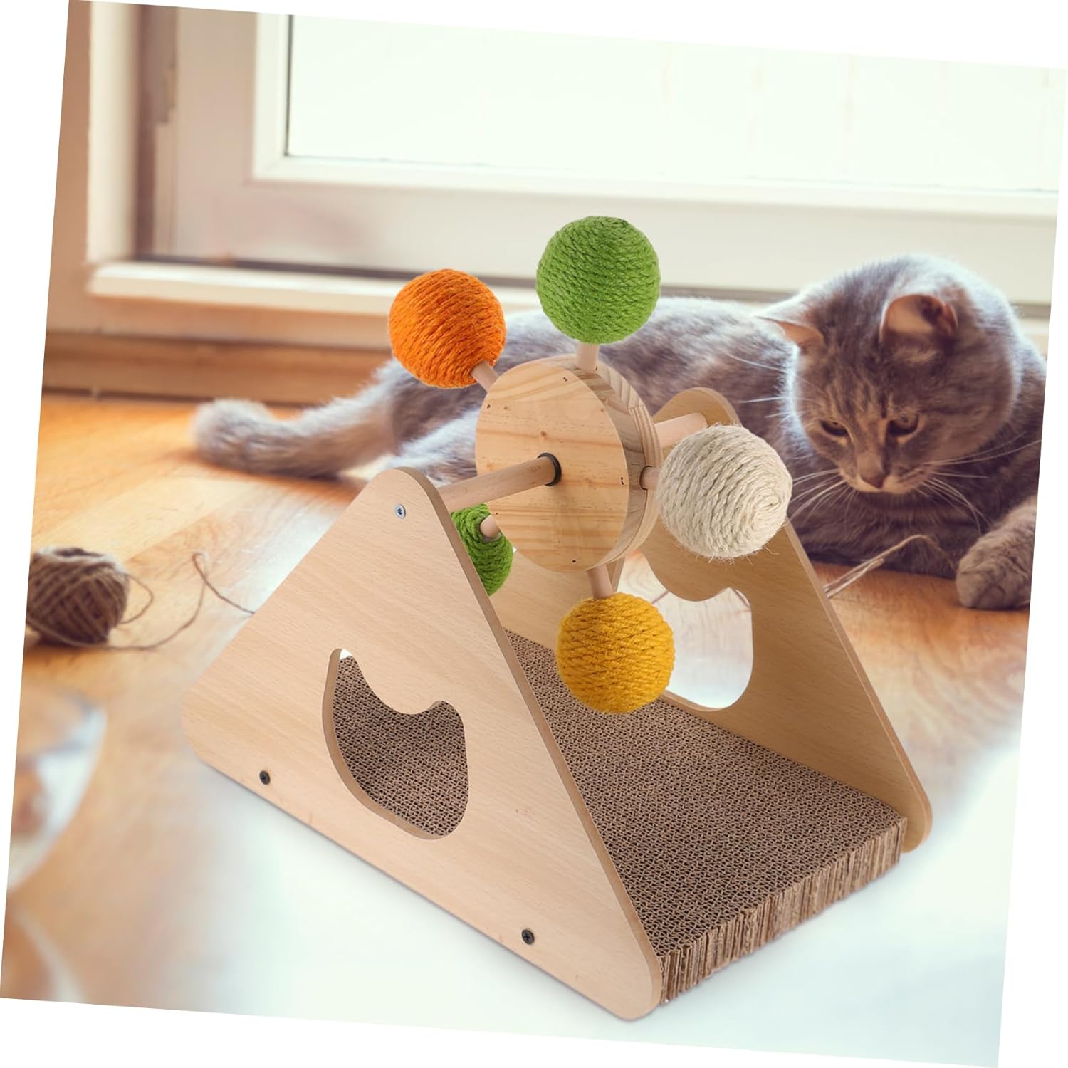 Interactive Cat Scratching Wheel Style Cat Scratch Board with Stand and Kitten Scratching Ball Fun and Engaging Design for Indoor Play