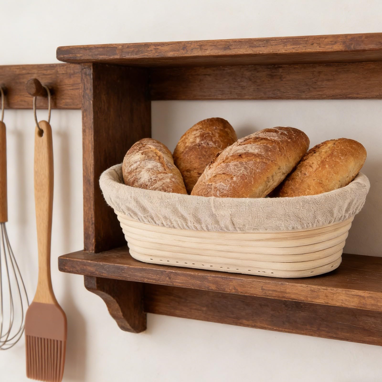 Ovale Brotgärhalter mit Leineneinlagen für Sauerteig-Backen, perfekte Form und Textur, 2 Stück