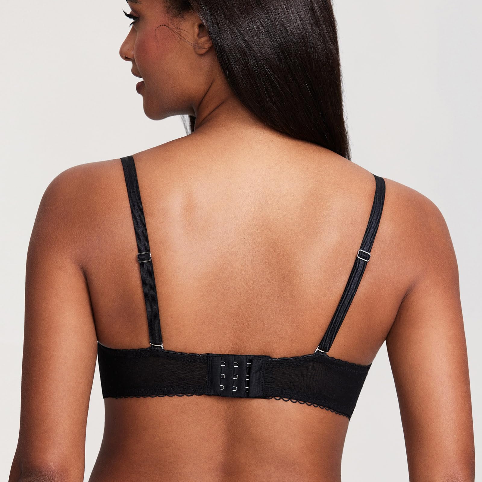 DOBREVA Donna Reggiseno Senza Ferretto Imbottito in Pizzo Push Up Coppa Preformata Scollo a V Sexy
