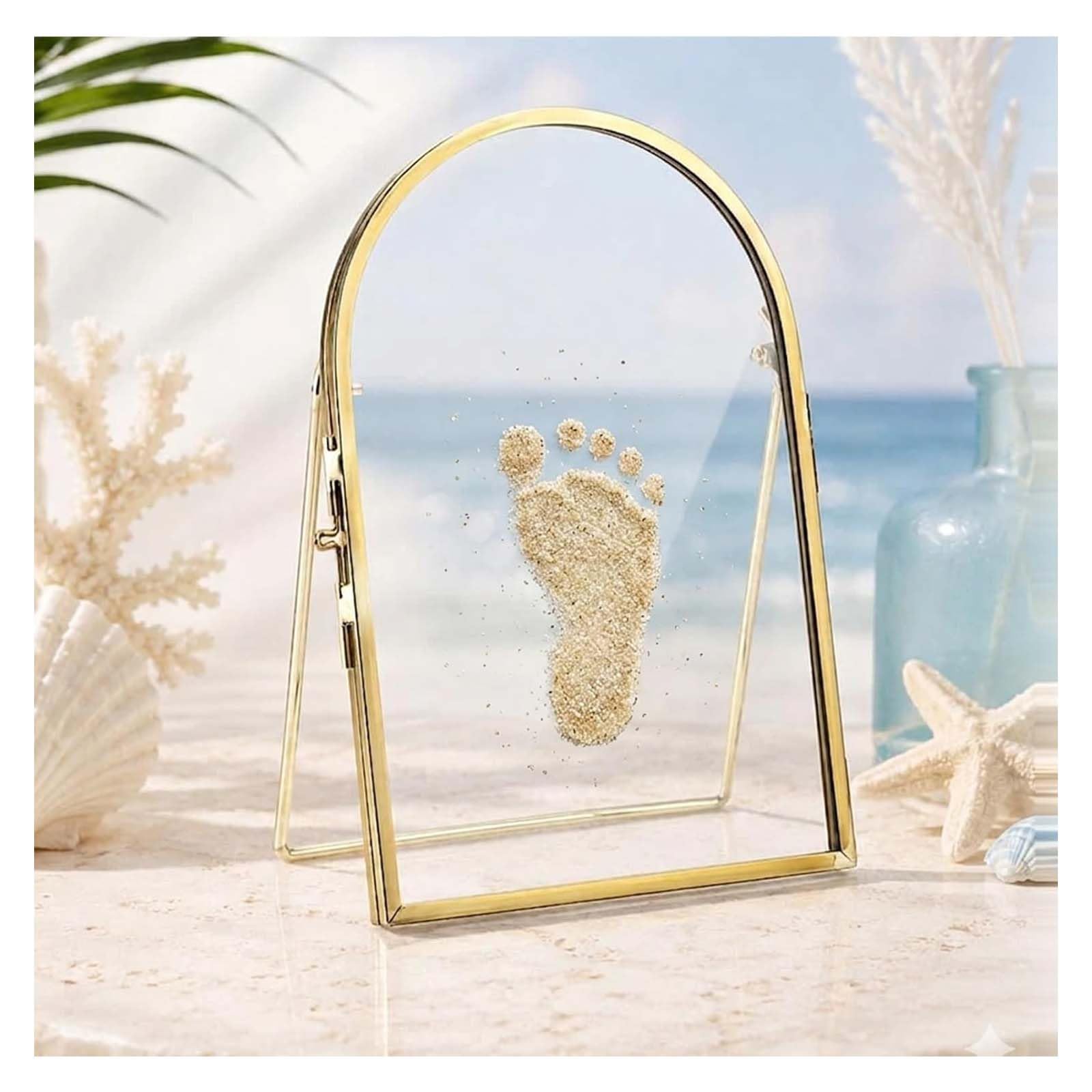 Cornice per ricordi per neonati e animali domestici, kit per impronte di mani e piedi per neonati, con doppia cornice in vetro per fiori pressati, cornice per foto per cameretta dei bambini, kit con