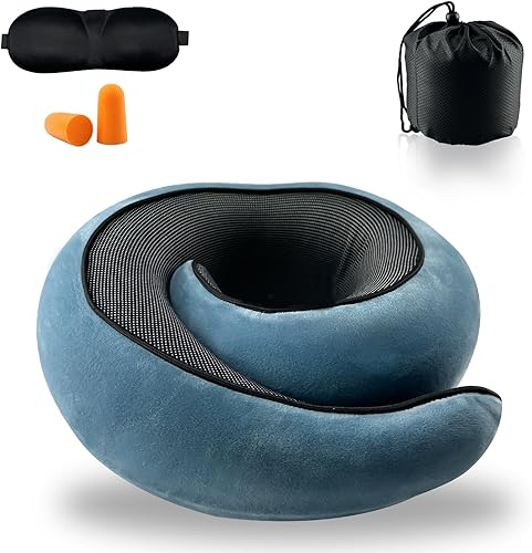 Almohada de cuello de avión, almohada de viaje, almohada de avión, almohada de viaje de espuma viscoelástica, almohada de cuello de viaje para