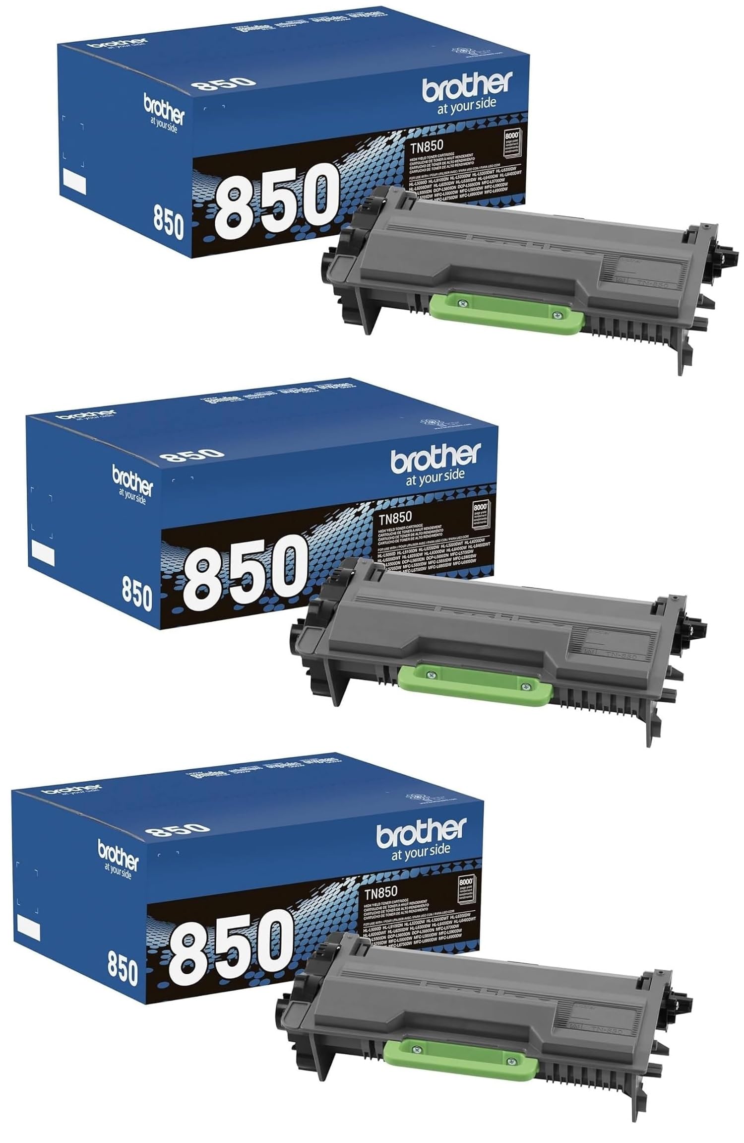 Amazon.com: Brother Genuine TN850 3-Pack High Yield Black Toner