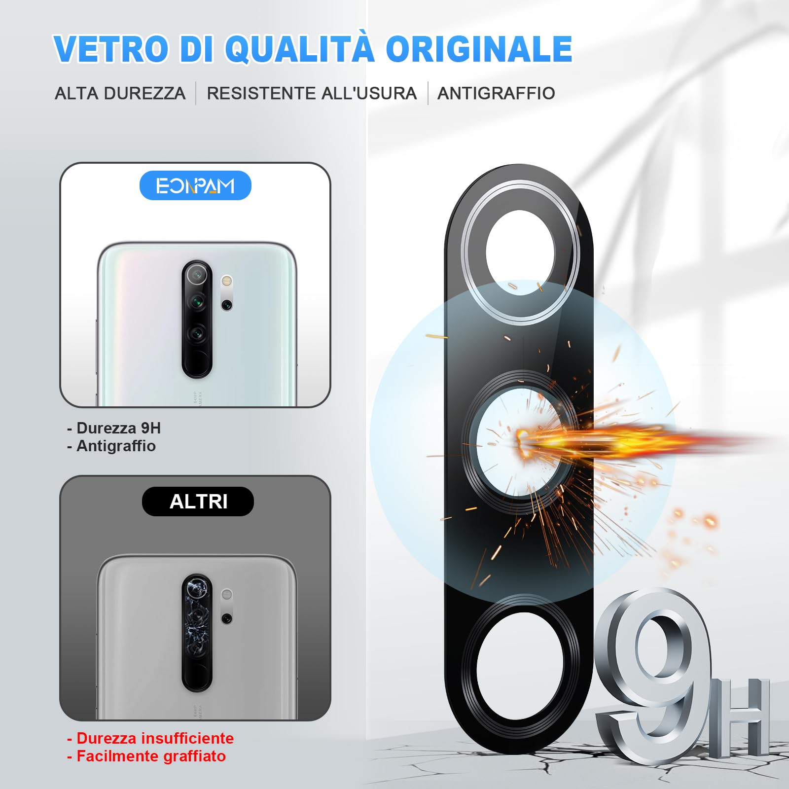 Nuovo per Xiaomi Redmi Note 8 / Note 8 Pro Copriobiettivo in vetro per fotocamera posteriore posteriore con adesivo  509