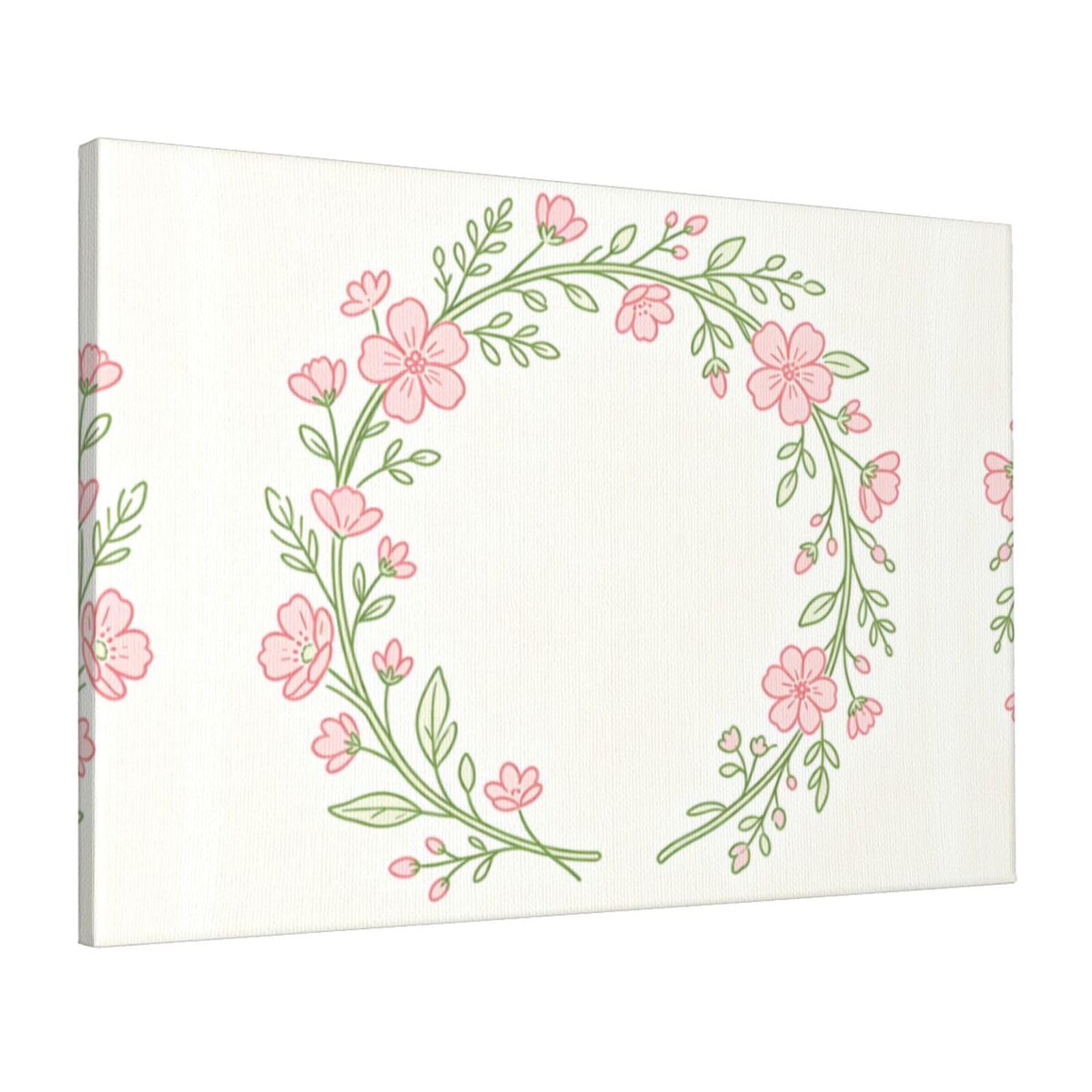 Cntdbu White Flower Crown Wreath Canvas Wall Art 16X24 Inch-Large Modern Painting Print For Living Room, Framed Ready To Hang Artwork For Bedroom