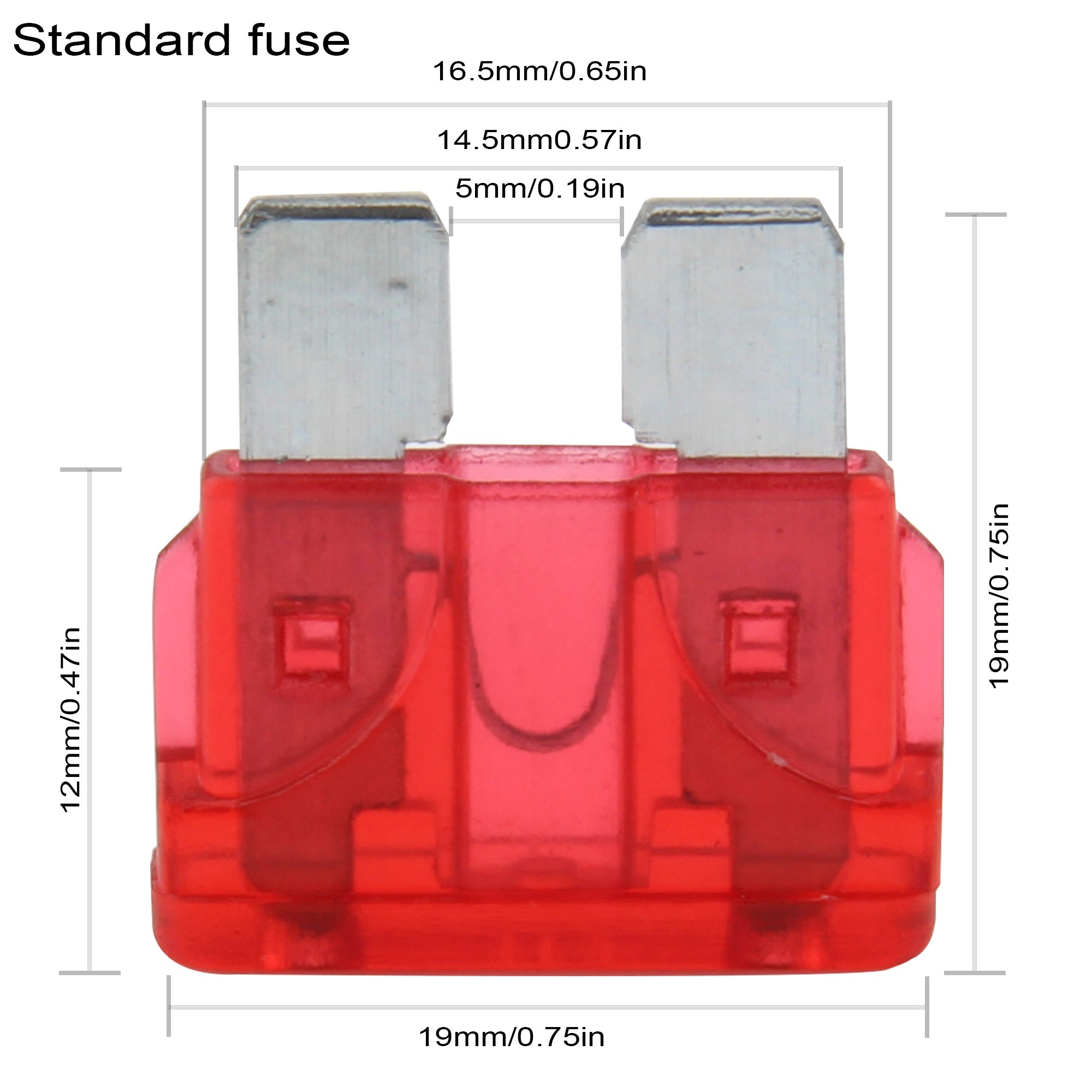 Standard Fuses,TKING 100pcs Assorted Auto Car Standard Blade Fuses