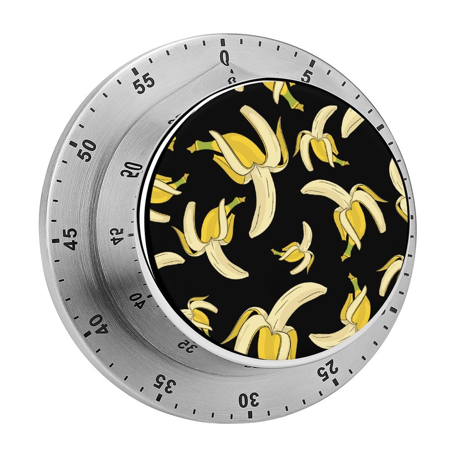 Yellow Banana Fruit Funny Black Pattern Circular Rotating Timer, Suitable for Kitchen and Bedroom