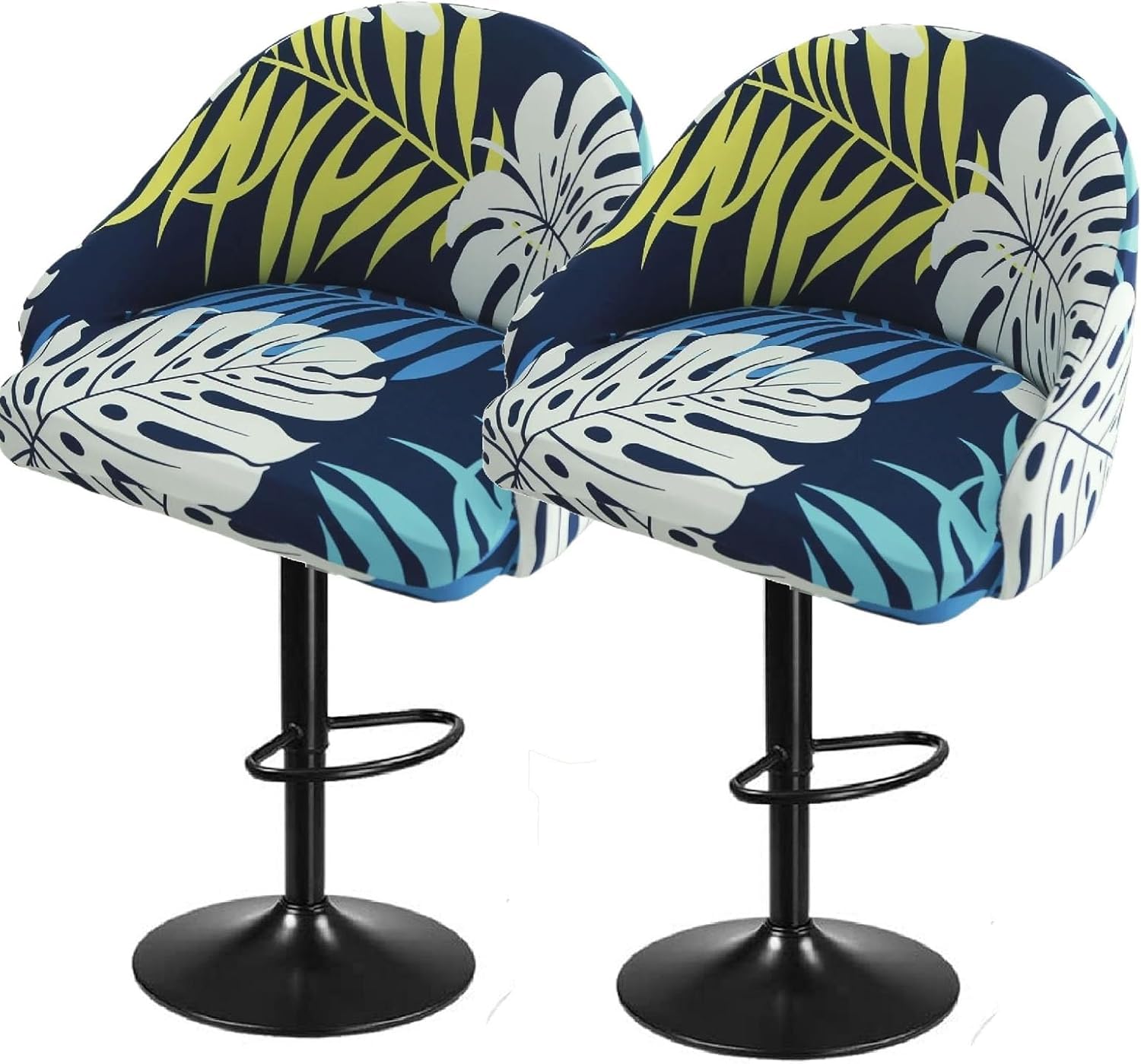 SDNAM Pub Bar Counter Stool Chair Covers with Back and Arms Set of 4/2/1 Stretch, Swivel Curved Kitchen Barstool Chair Cover Curved Back Bar Stool Slipcovers with Arms(H14,2PCS)