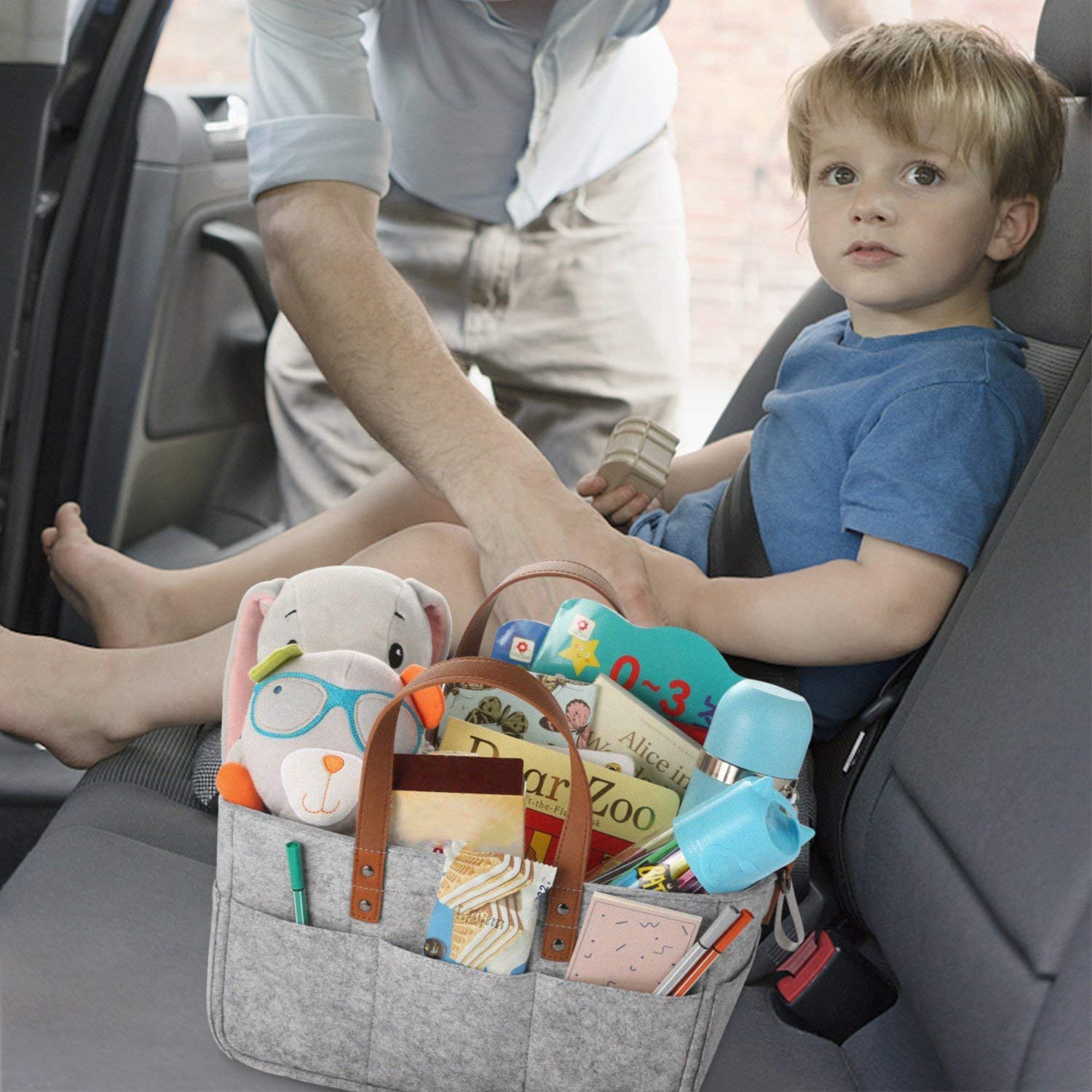 Organisateur De Couches Pour Bébé Support Portable Bac De Rangement Gris Foncé