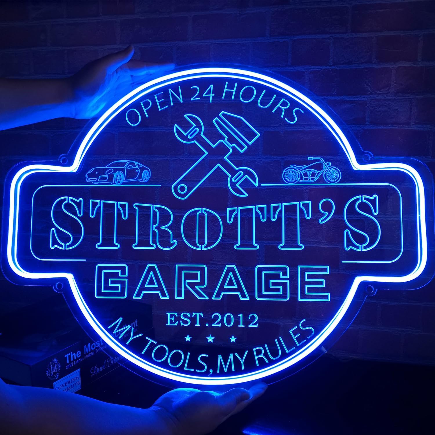 Personalized Neon Garage Signs for Men, Custom Dads Garage Neon Sign, Custom Garage LED Light Up Sign for Men, Man Cave, Workshop Wall Deocr, 12"x16”