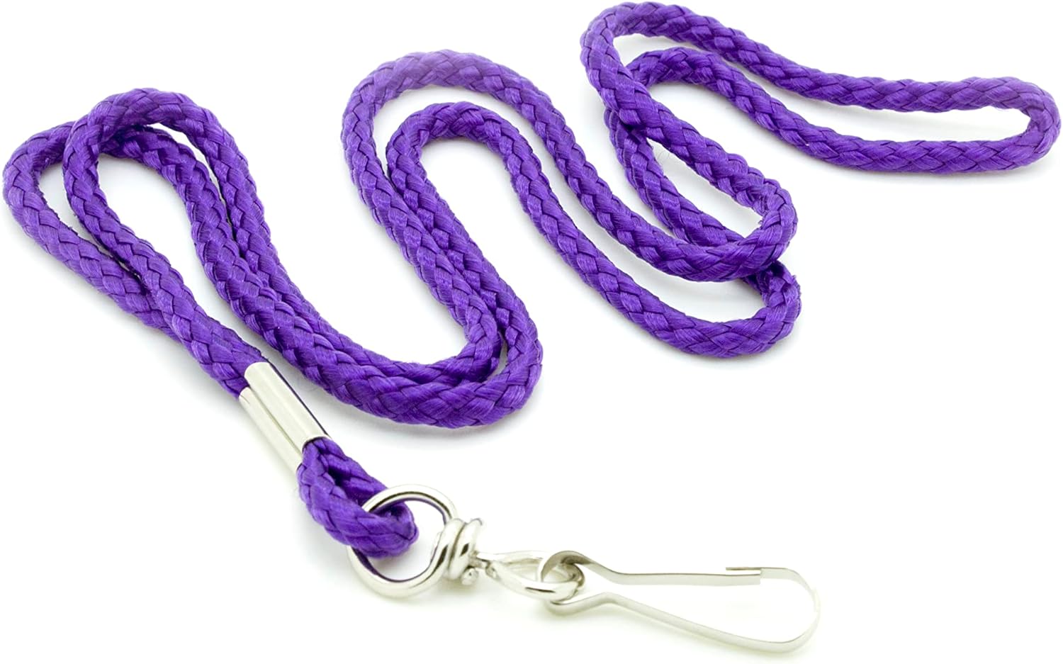 100PCS Rope ID Neck Lanyards with Swivel J Hook for ID Cards/Badges (All 100pcs White)