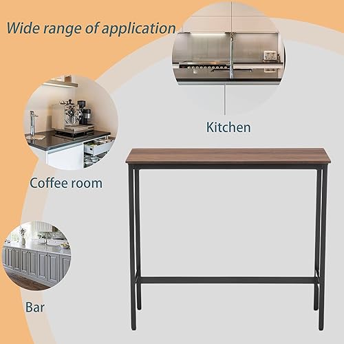 Miniatura 23 de Aklaus Mesa de bar de 40 pulgadas, mesa rectangular de altura de barra industrial con marco de metal dorado resistente, parte superior de mármol