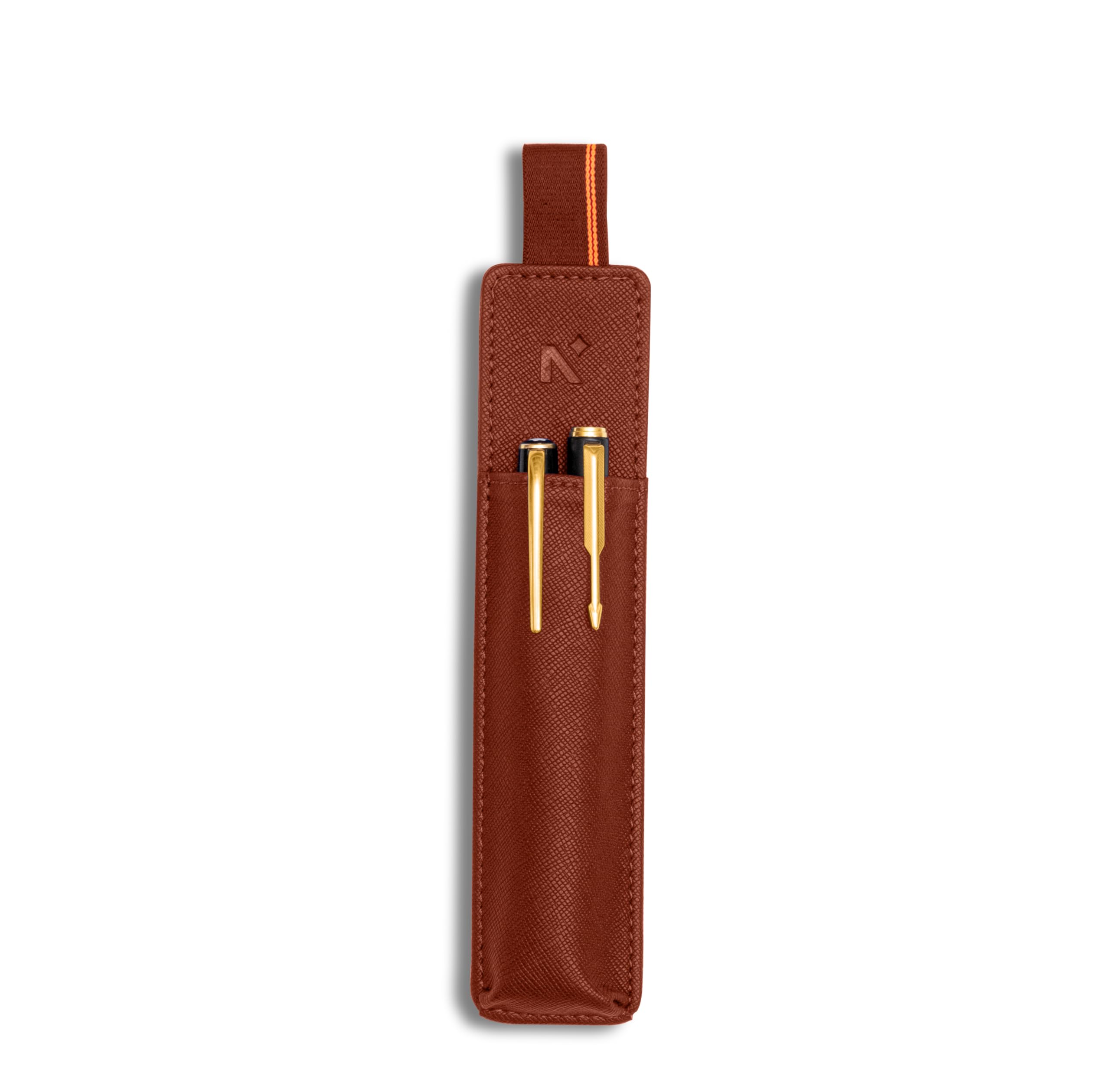 NEORAH - Pen Holder with Elastic Band|Handmade Vegan Leather Pen Case|Pen Protective Case for Pen,Stylus,Touch Pen|Pocket Pen Sleeve for Any Notebook,Planner,Journal- Brown