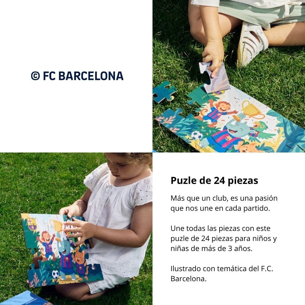 Miniland FC Barcelona Children's Puzzle 24 Pieces from 3 Years Old – Illustration of Official Team Photo – Educational Game for Motor Skills and Logic Officially Licensed by Barça