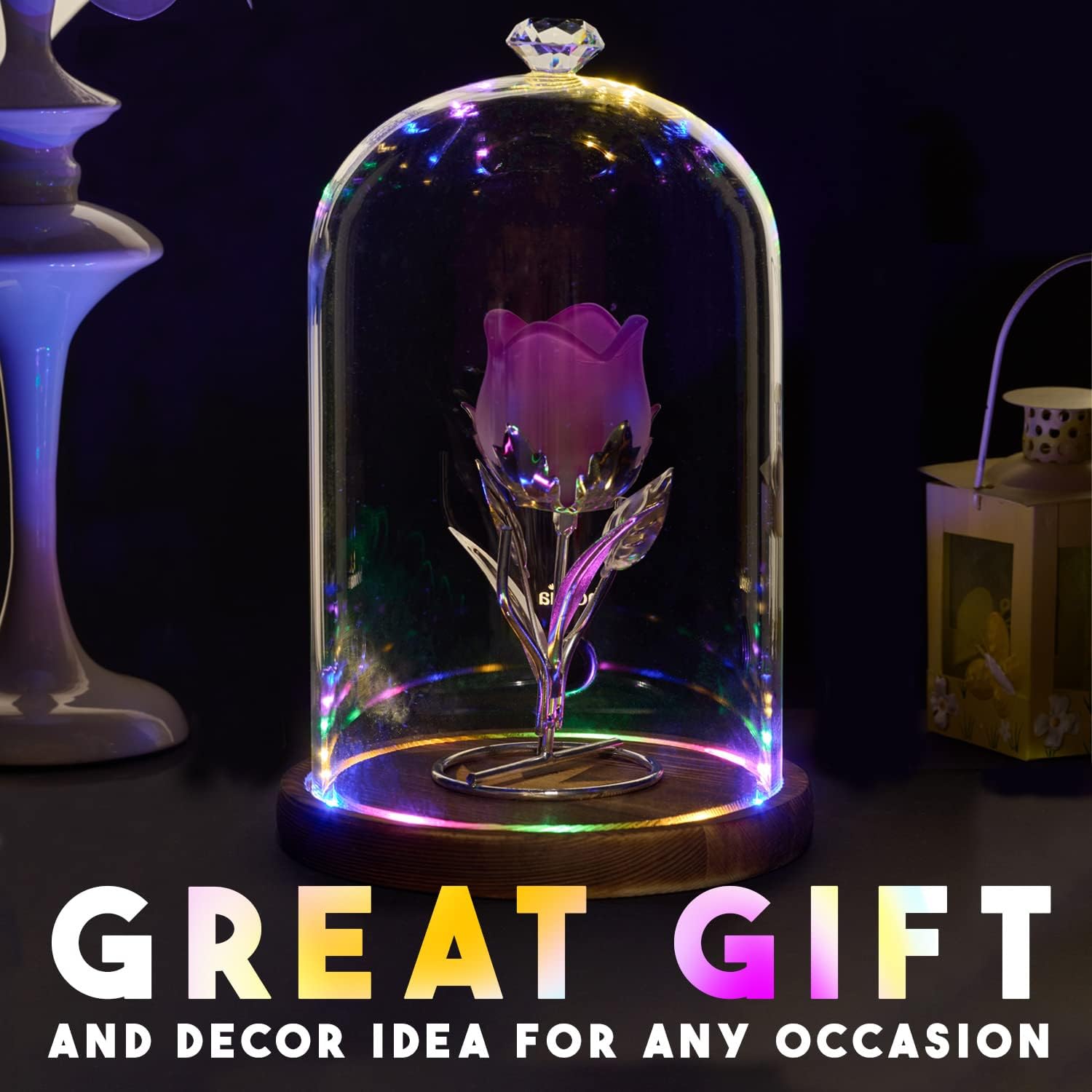 Smoking Gun Wood Smoke Infuser - Starter Kit, 12 PCS, Smoker Machine with Accessories and Wood Chips and LED lights Glass Dome 9" x 5.7" Lid with Wooden Base