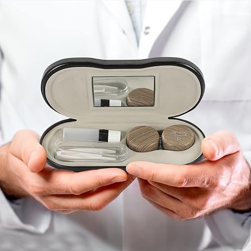 Miniatura 5 de Healifty Estuche para lentes de contacto y estuche para gafas, funda doble 2 en 1, con removedor de pinzas de espejo, caja de almacenamiento de