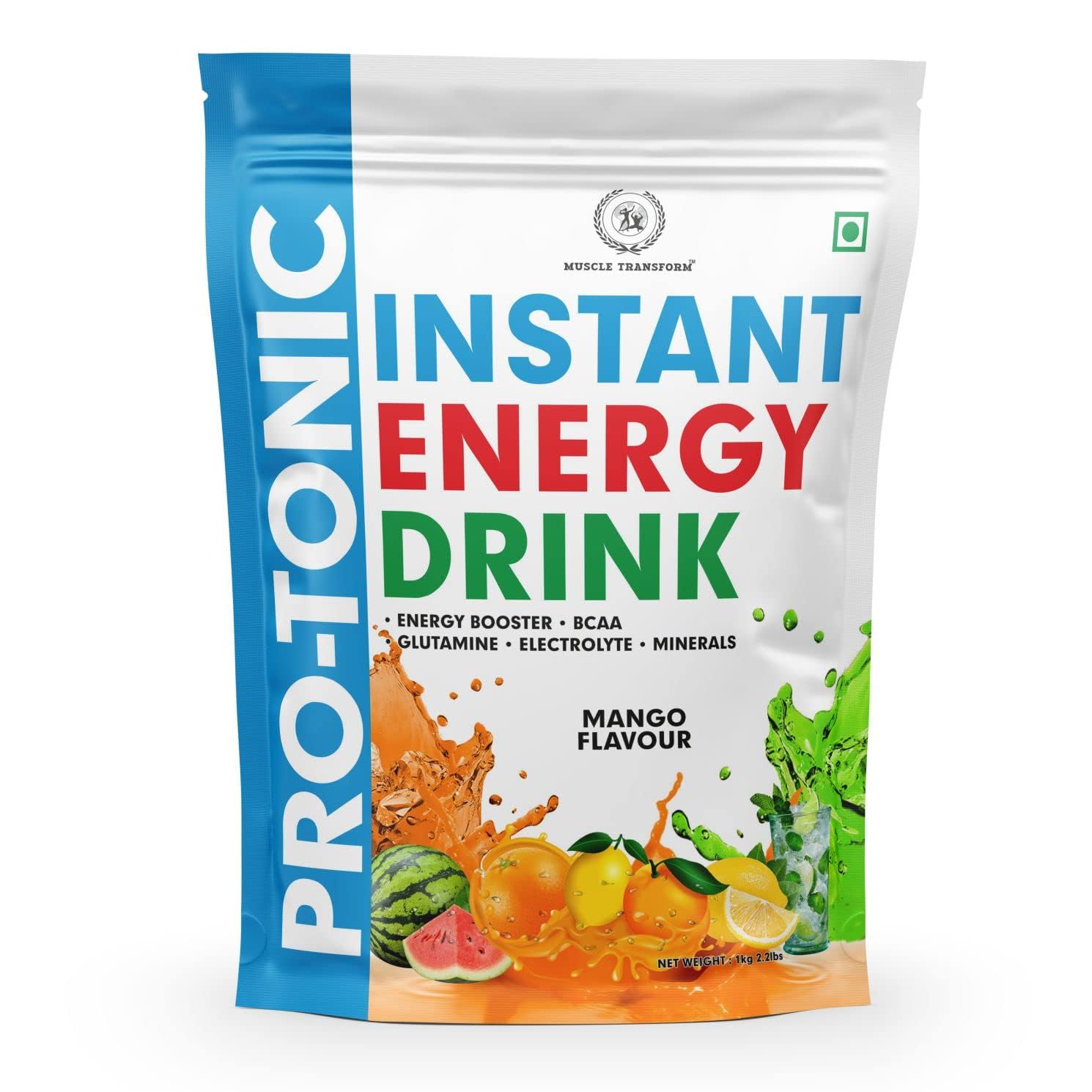 Pro-Tonic Isotonic Instant Energy Drink Formula, Extended Workout Electrolyte Energy Drink with Anabolic Stack 2:1:1 BCAA, Dextrose Monohydrate and L-Glutamine | 833mg Electrolytes [32 Servings, Mango Flavor]
