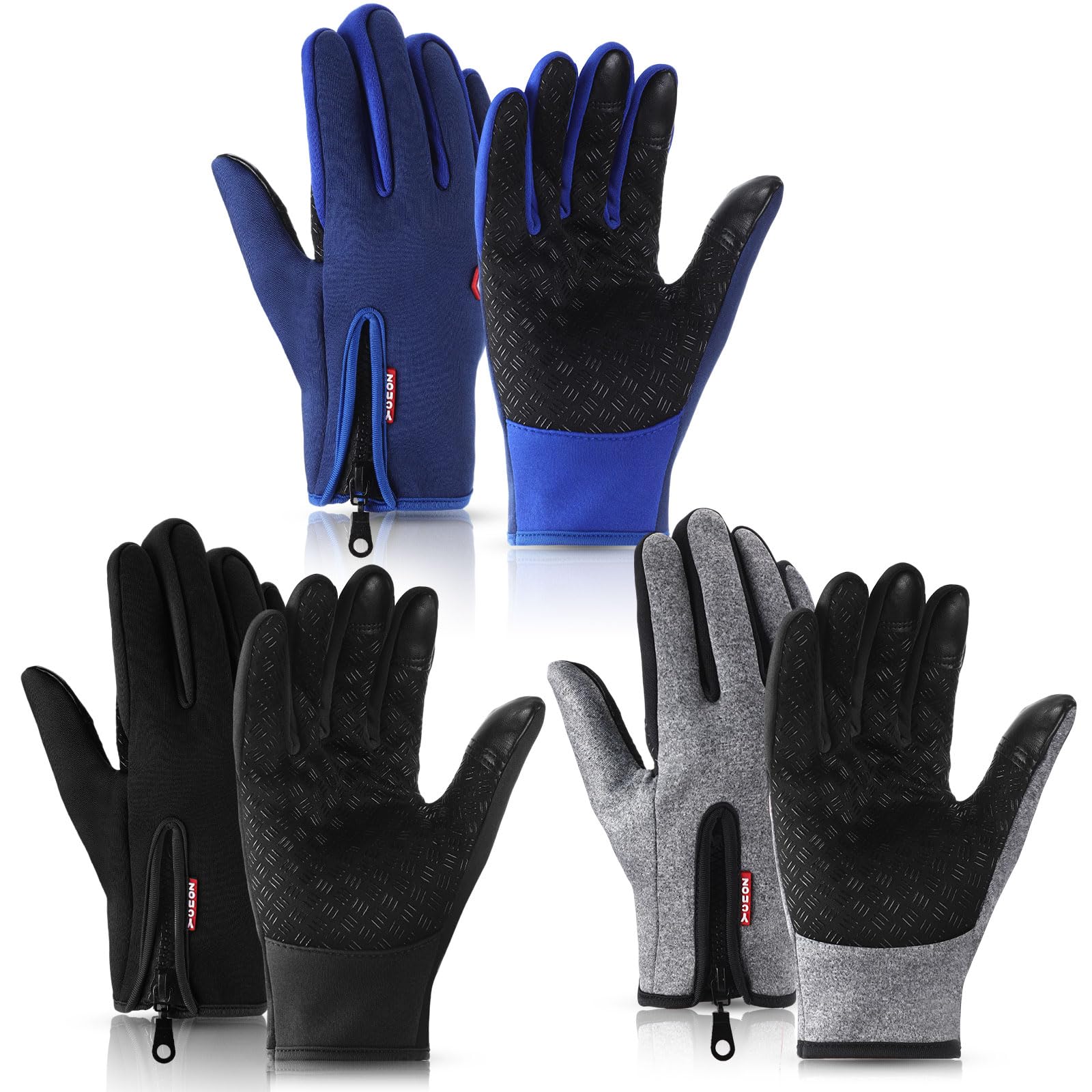 Zhanmai 3 Pairs Winter Warm Gloves for Men