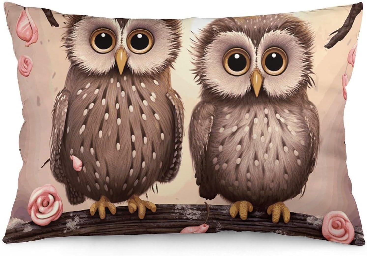 Cute Owls Pillow Cases Queen Size Set of 1 Soft Comfortable Throw Pillows Covers Decorative Pillowcase with Zipper Bed Cushion Covers for Couch Sofa Bedroom 12 "x20