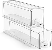 Vista 1 de Sorbus Small Clear Stackable Storage Drawers – 2-Pack Plastic Organizer Bins with Handles – Stackable Pull-Out Storage Drawers for Closet, Pantry